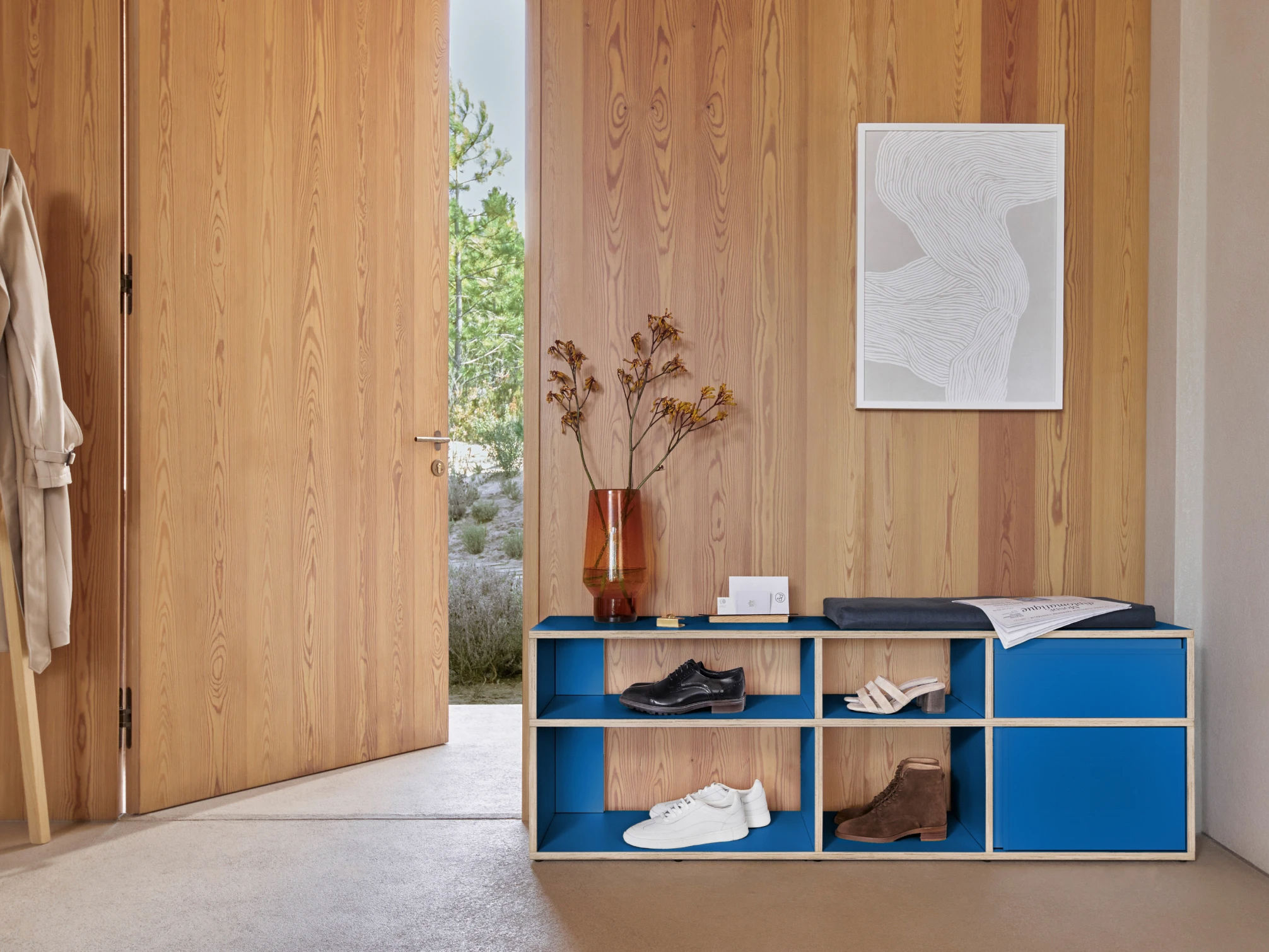 Shoe Rack in Blue with Doors 2