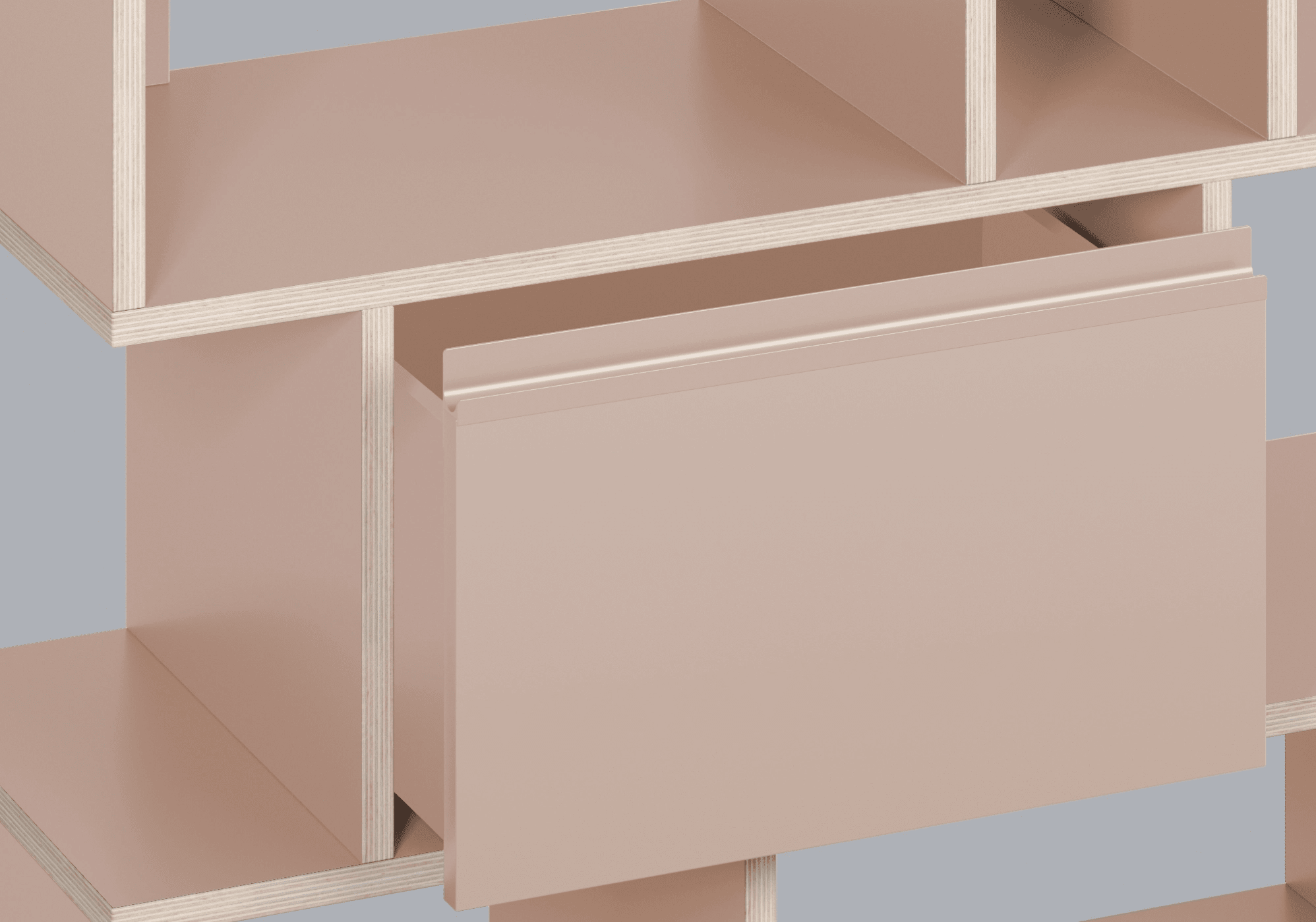 Rosa Plywood Skohylla med Dörrar och Lådor plywood - 110x53x32cm 8