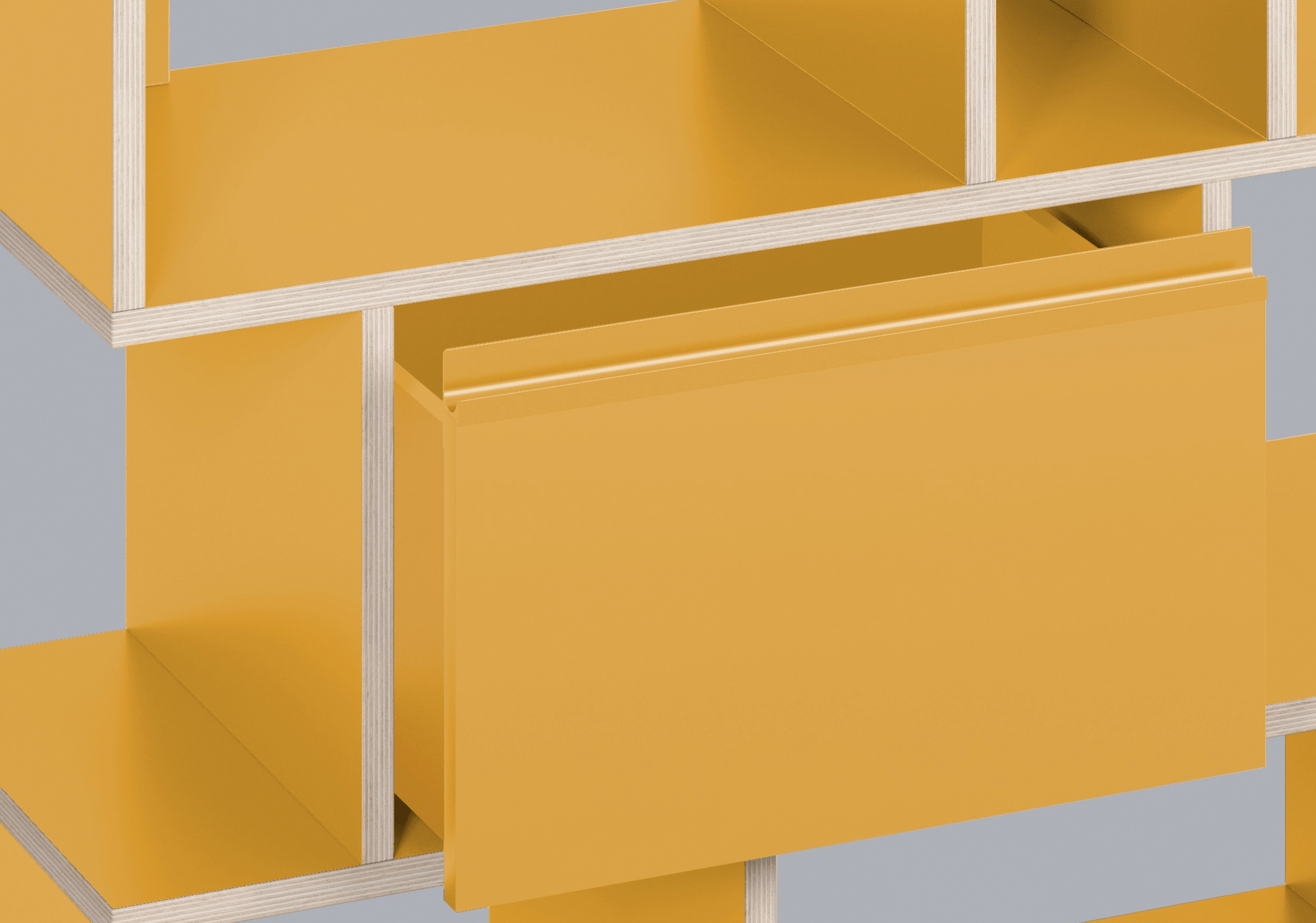 Hög Gul Plywood Skohylla med Lådor plywood - 105x103x32cm 8
