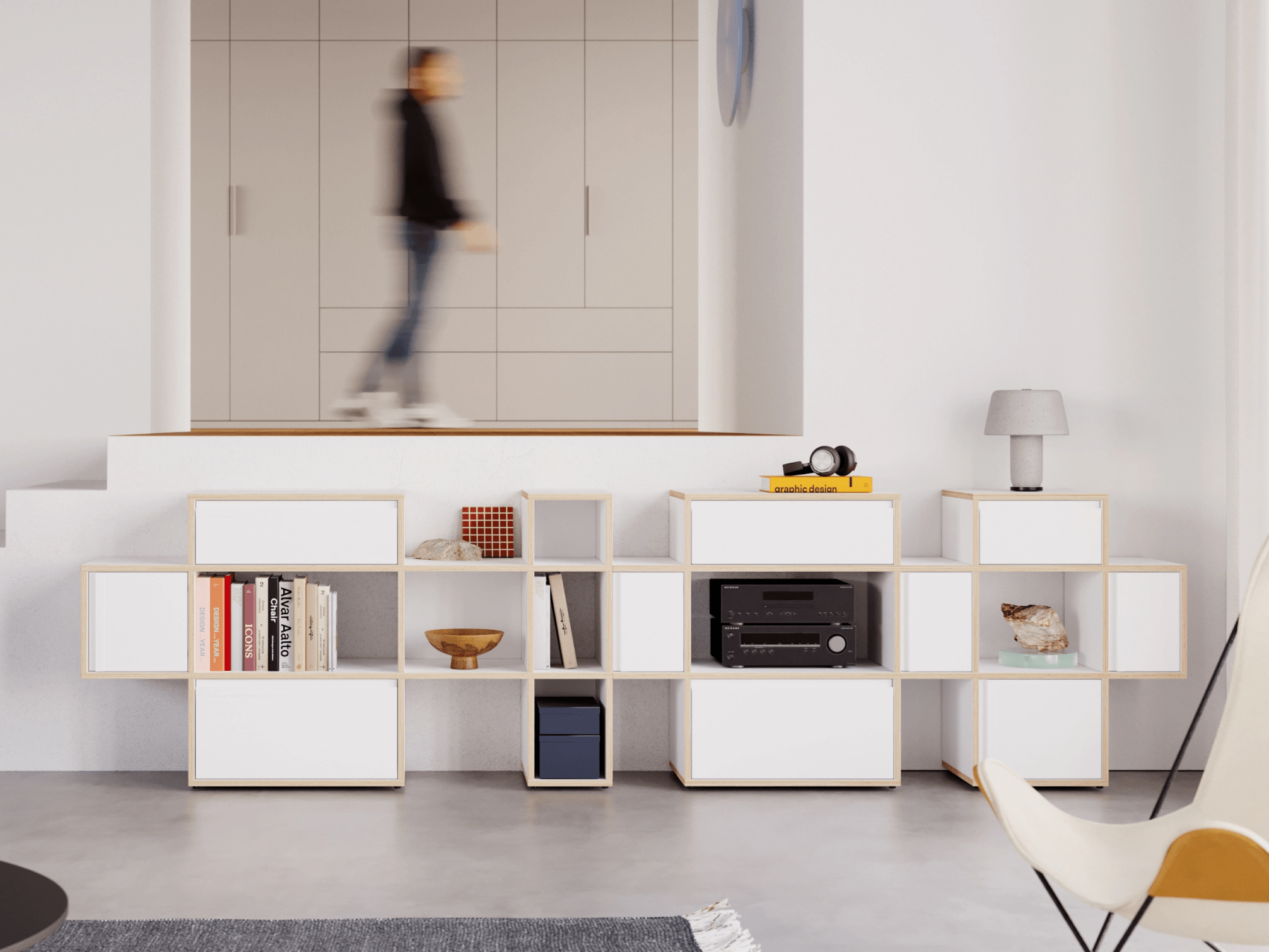 Sideboard in White with Drawers and Backpanels 1