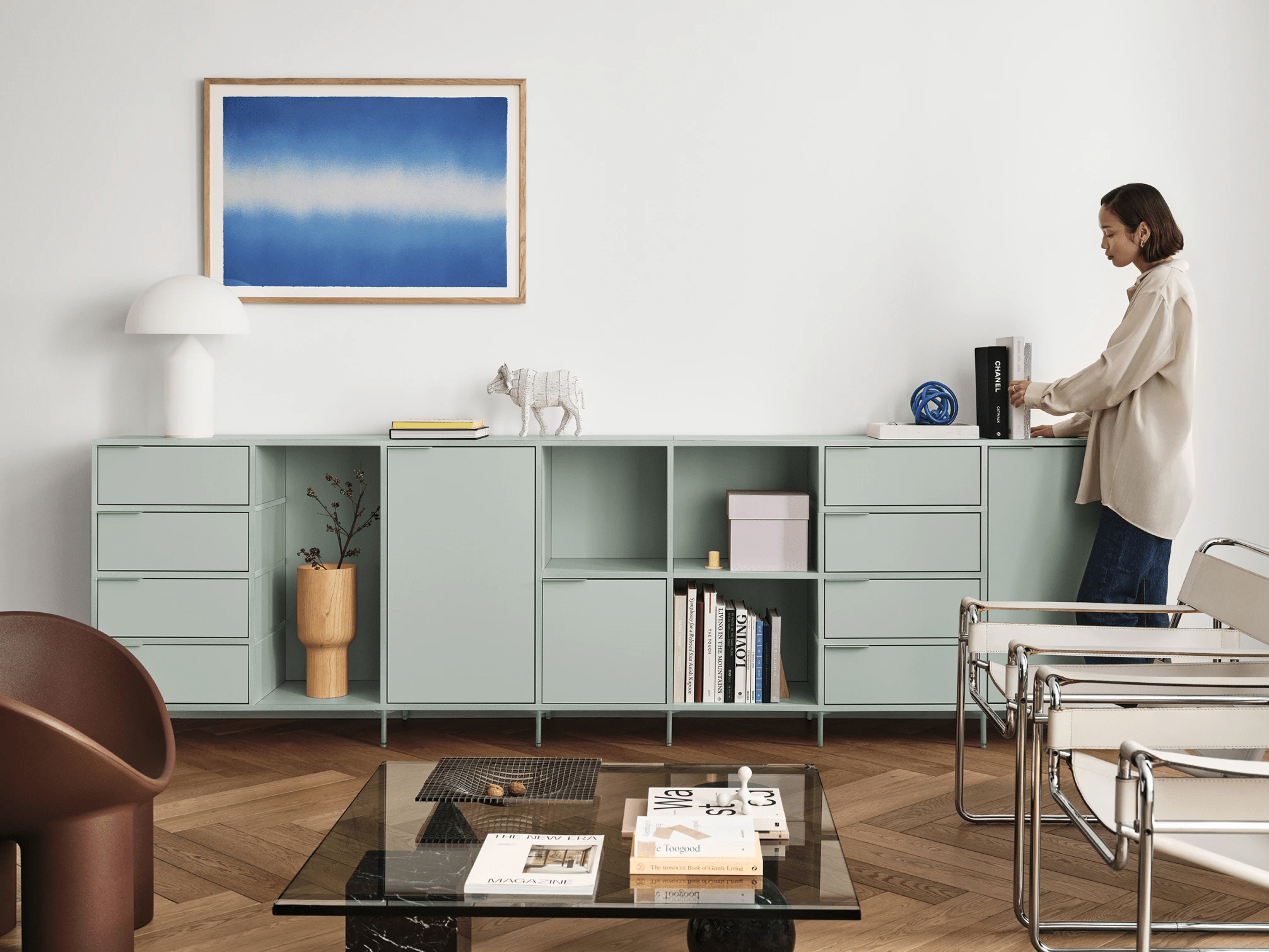 Sideboard in Grün mit Türen und Schubladen 2