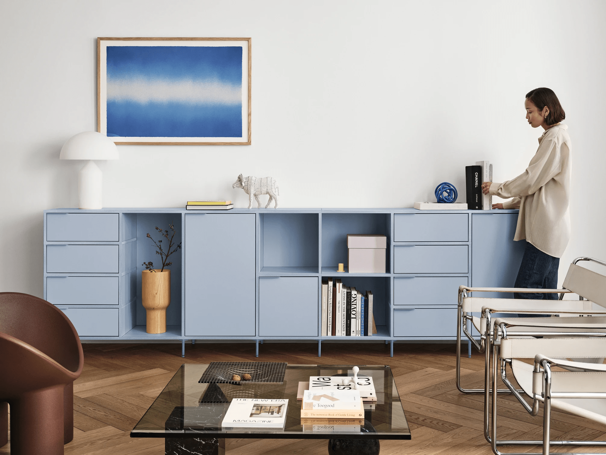 Sideboard in Blue with Doors and Drawers 2