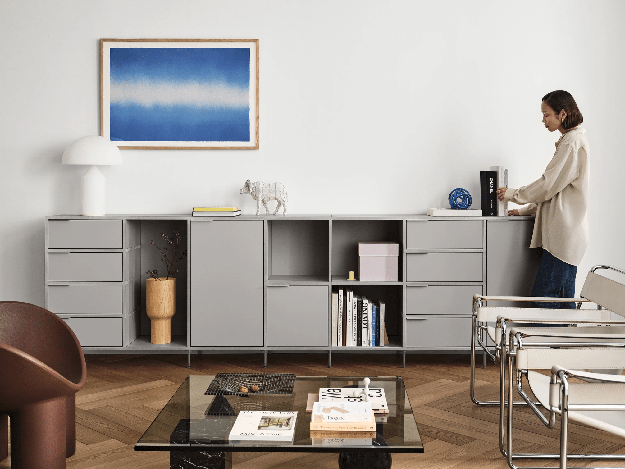 Credenza in Grigio Pietra con Ante e Cassetti 2