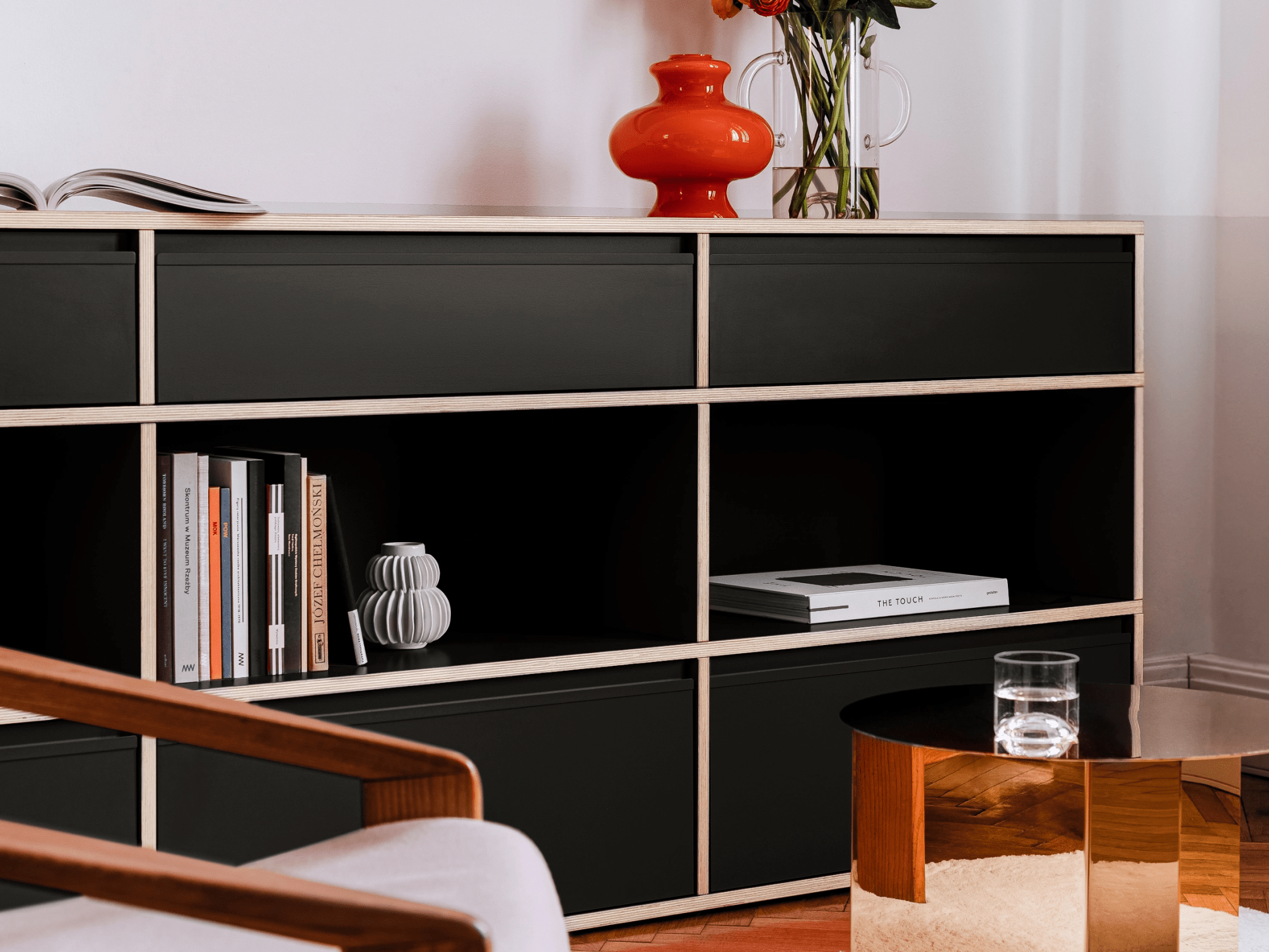 Sideboard in Black with Drawers 2