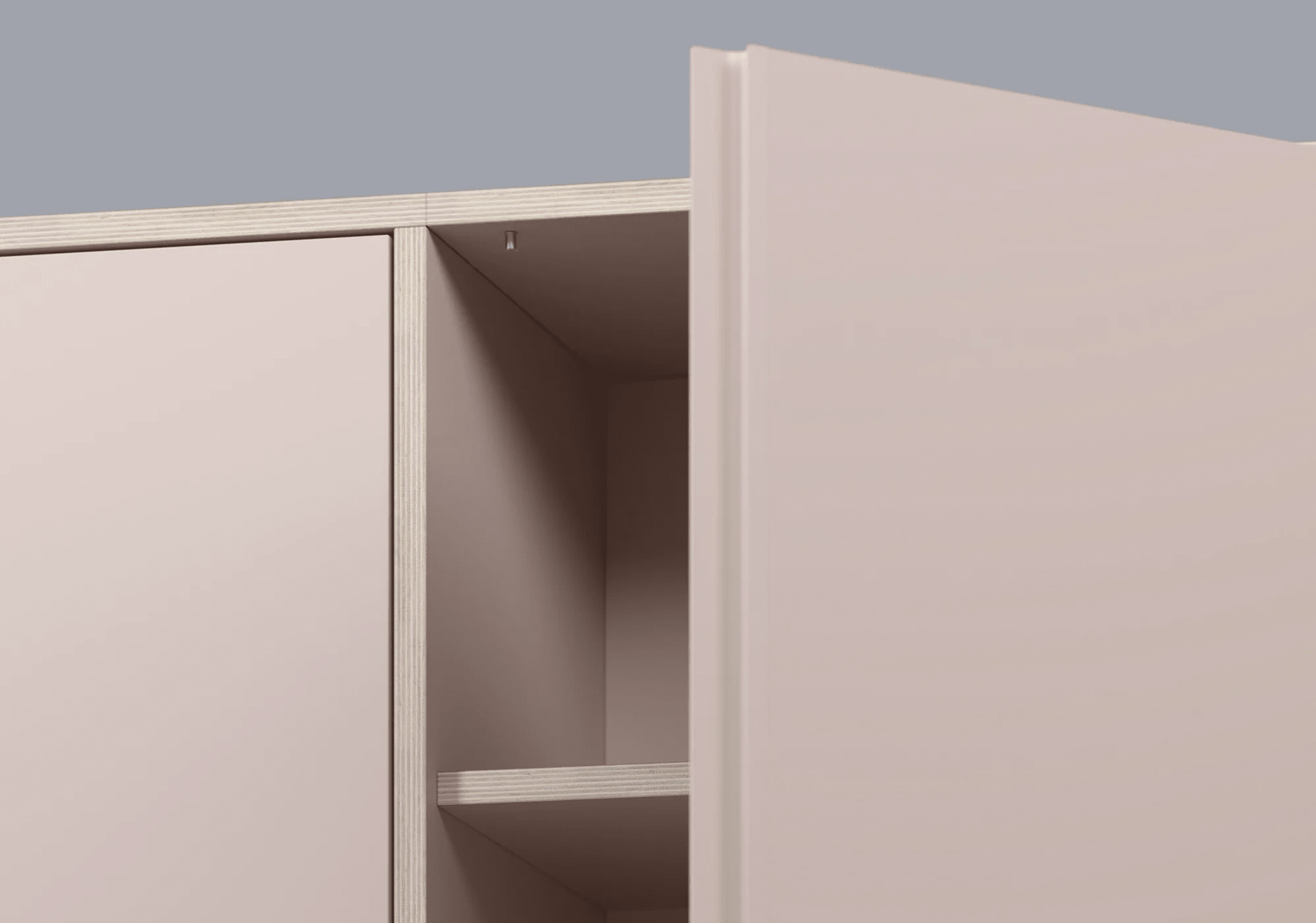 Hög Rosa Plywood Skänk med Dörrar, Lådor och Bakpaneler plywood - 116x143x32cm 5