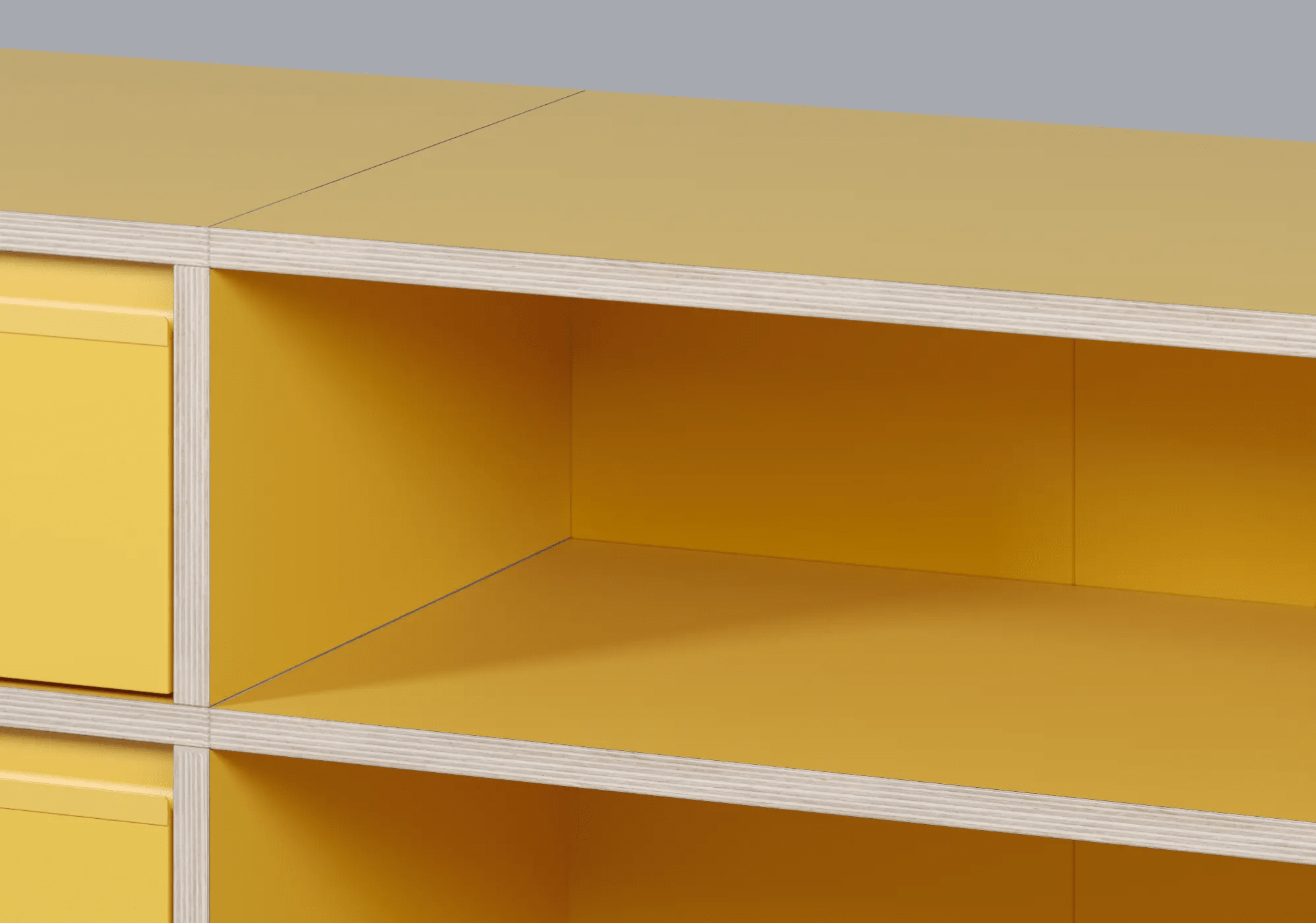 Grande Compensato Giallo Credenza con Ante e Pannelli Posteriori Compensato - 375x93x32cm 6