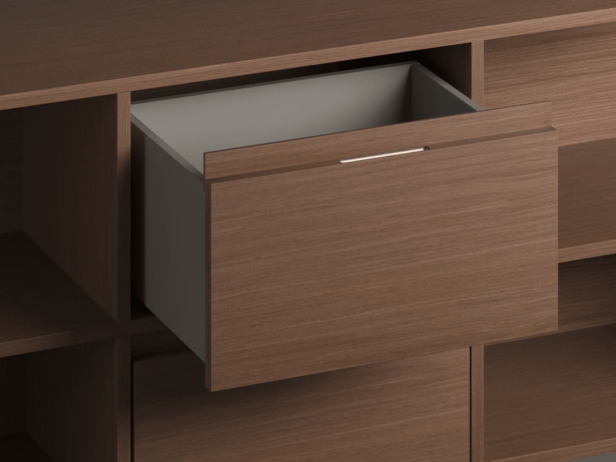 Credenza in Noce con Ante e Cassetti 8