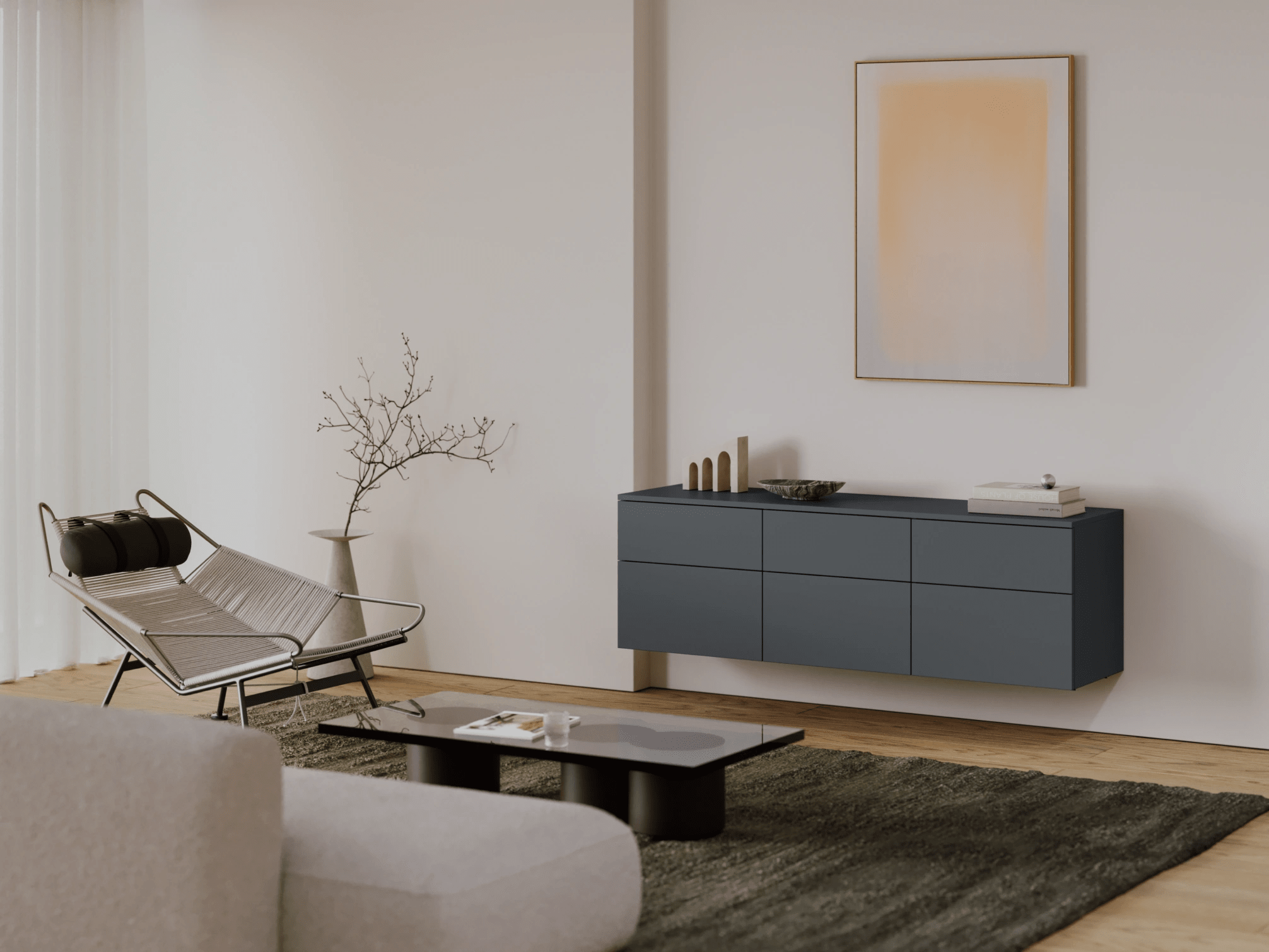 Credenza in Grafite con Cassetti Esterni 1