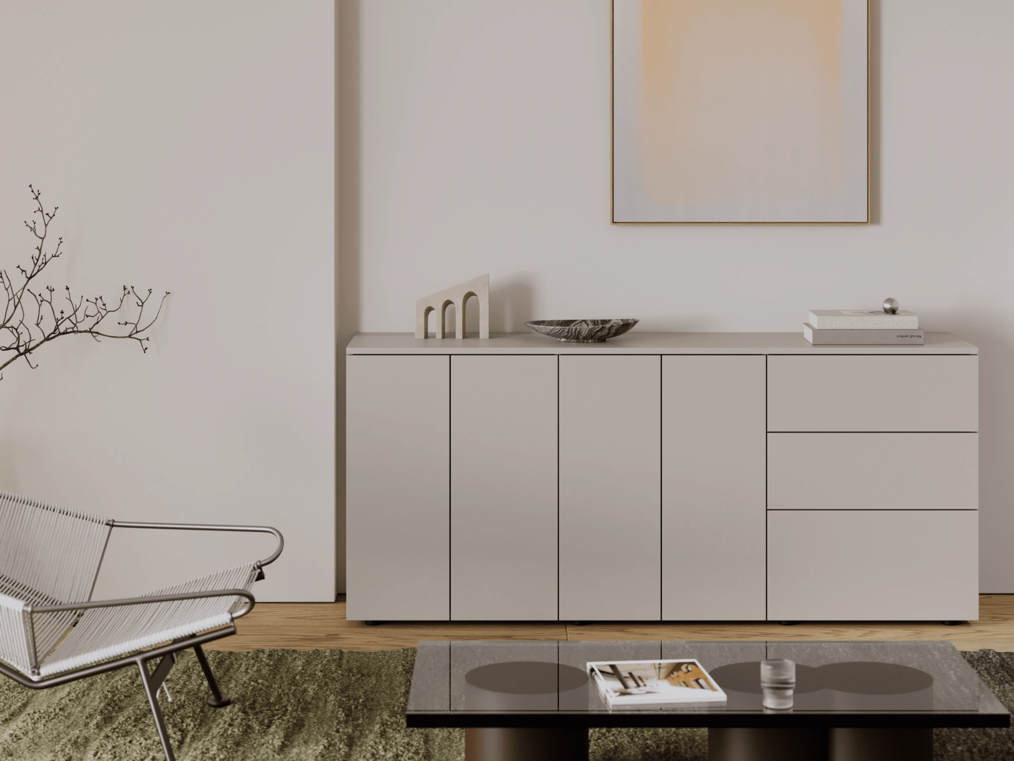 Credenza in Beige con Cassetti Esterni 2