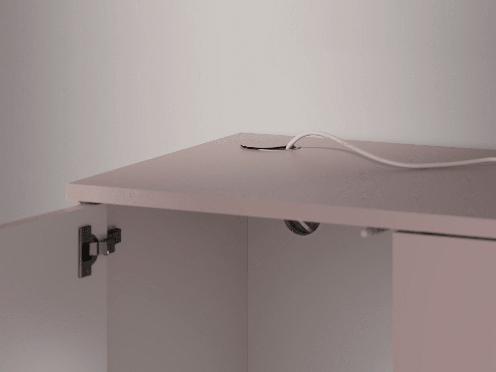 Credenza in Rosa con Cassetti Esterni 5