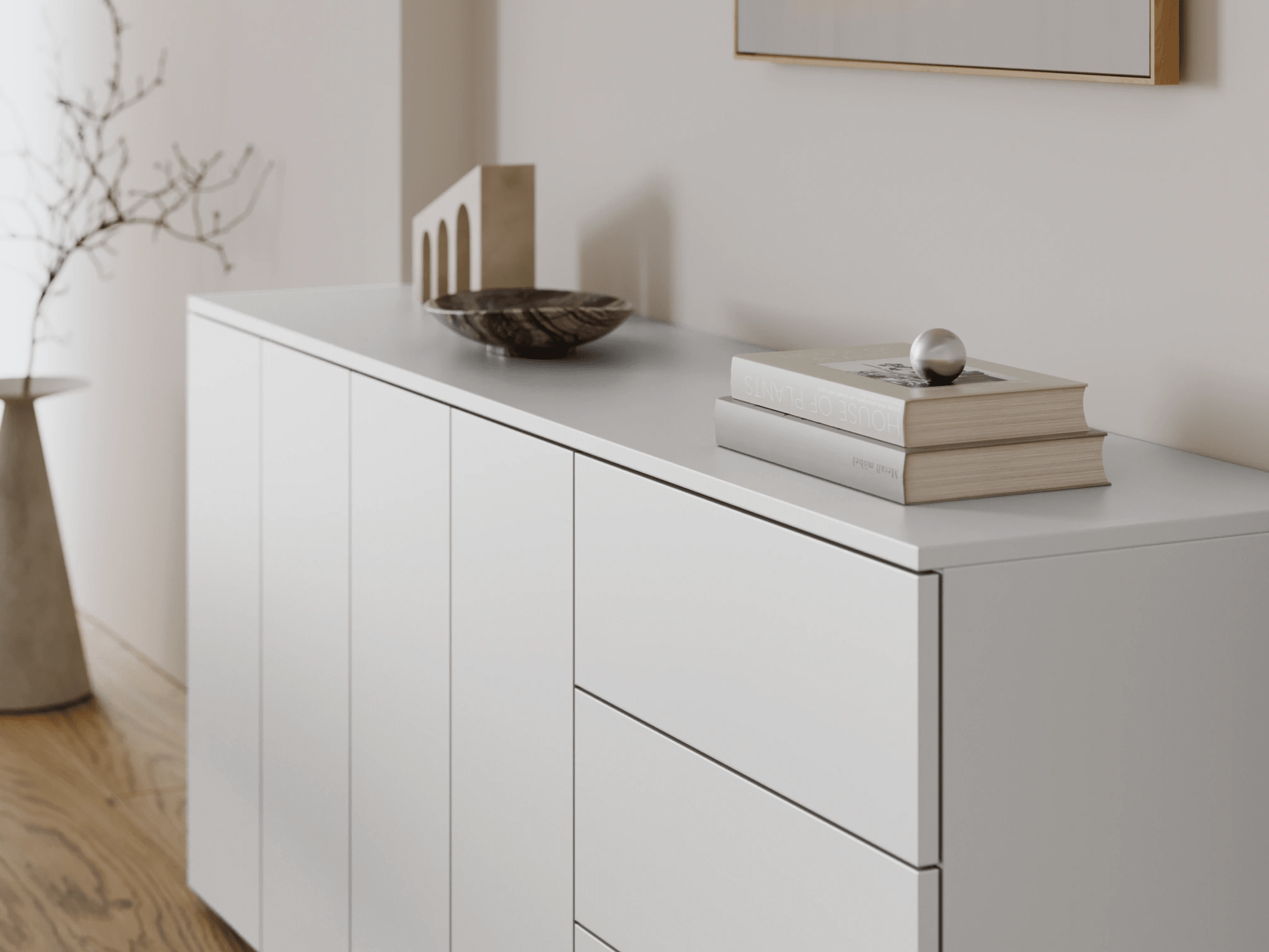 Credenza in Bianco con Cassetti Esterni 3