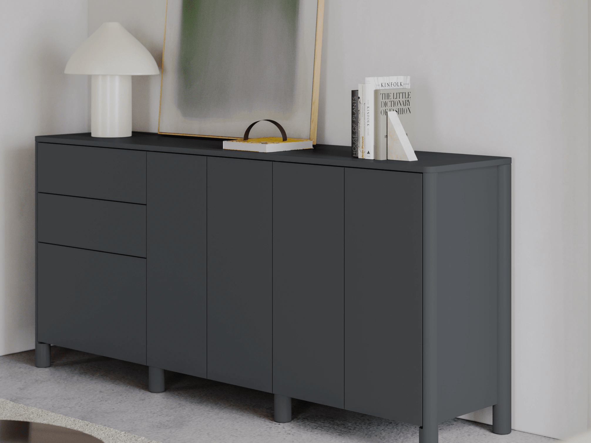 Credenza in Grafite con Cassetti Esterni 2