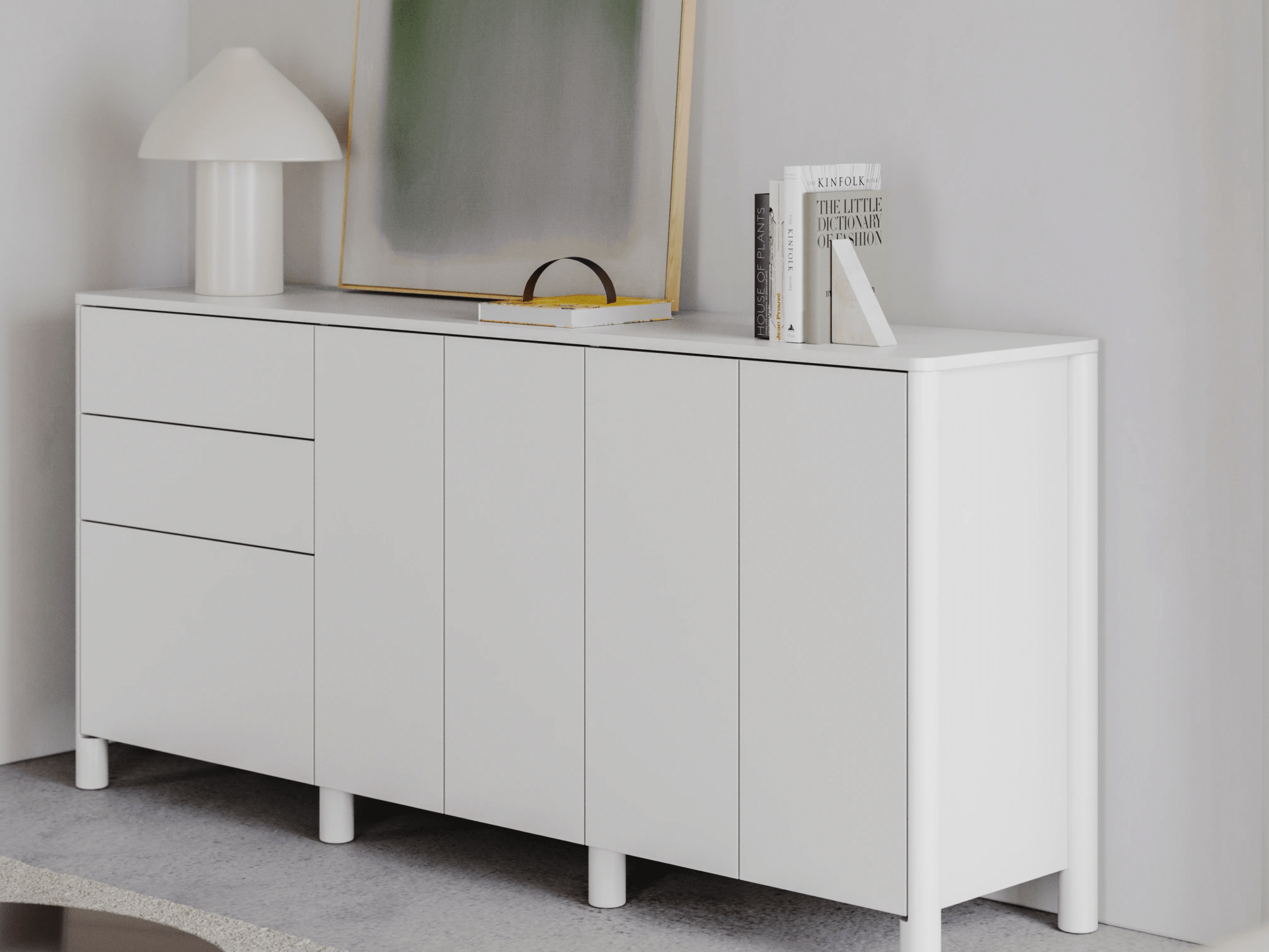 Credenza in Bianco con Cassetti Esterni 2