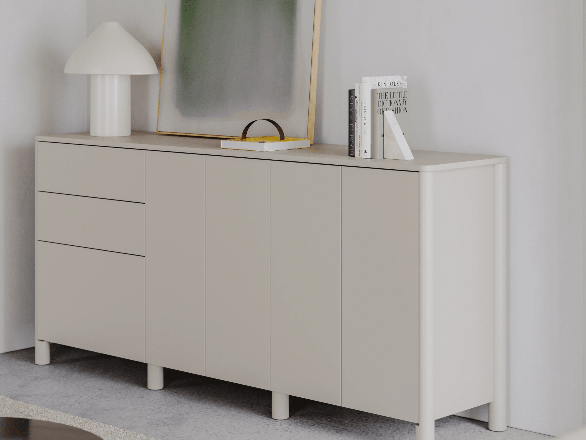 Sideboard in Beige mit Aussen Schubladen 2