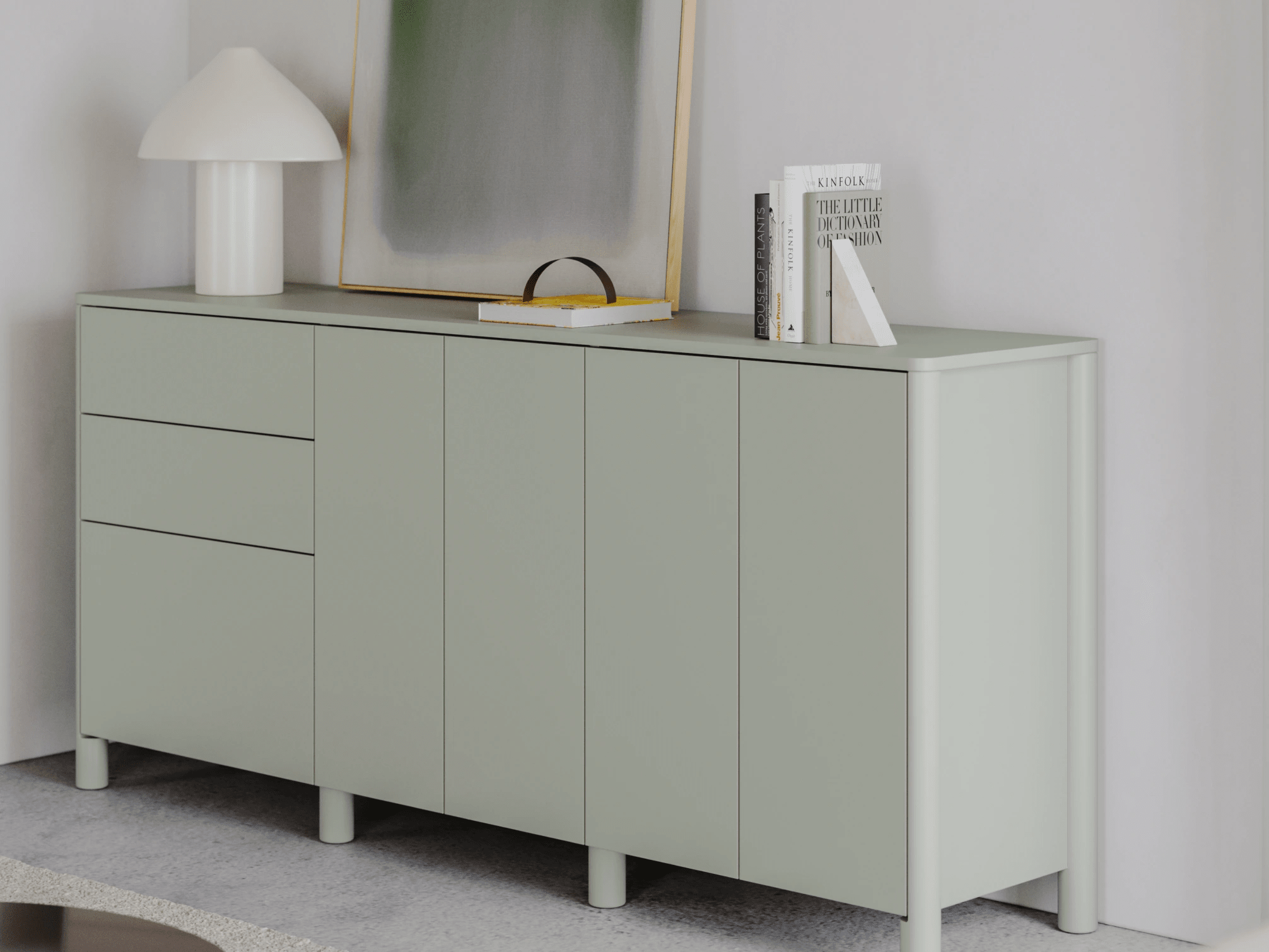 Sideboard in Green with External Drawers 2