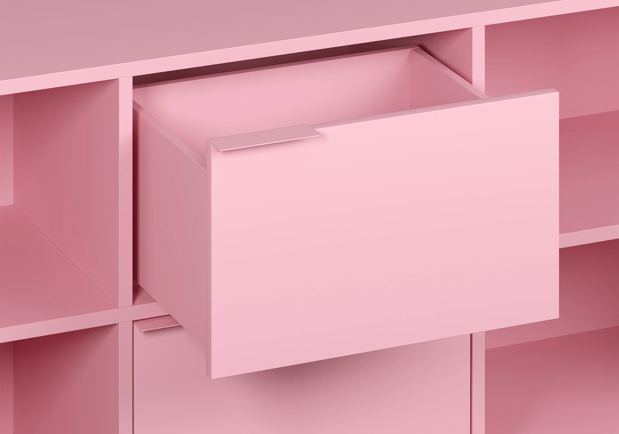 Profundo Reisinger Pink Mueble de Tv con Puertas, Cajones y Organización de Cables - 175x63x40cm 5