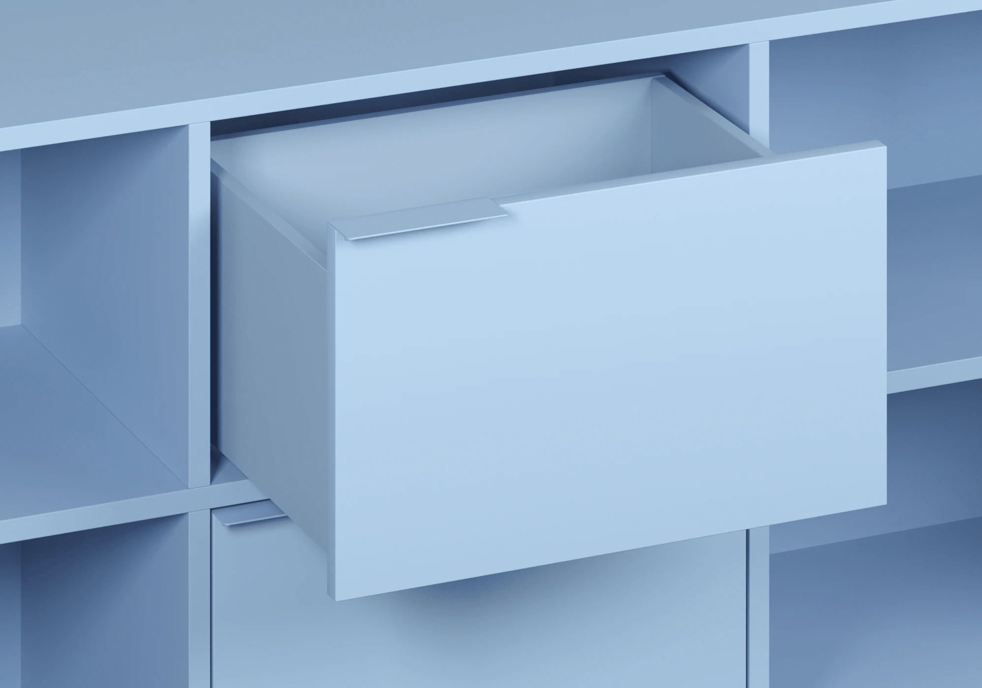 Tiefer Hellblau Fernsehtisch mit Türen, Schubladen und Kabelmanagement - 145x53x40cm 5