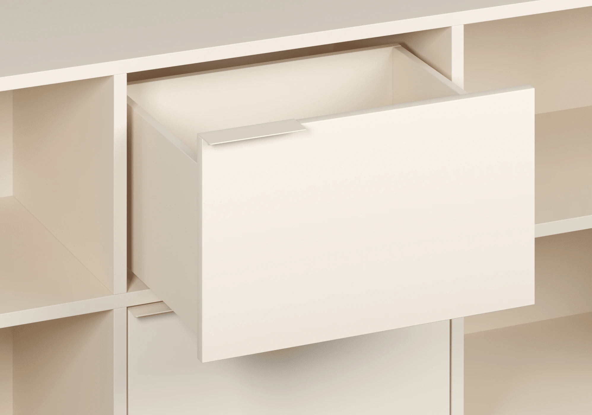 Meuble Tv en Beige Crème avec Portes - 168x53x32cm 5