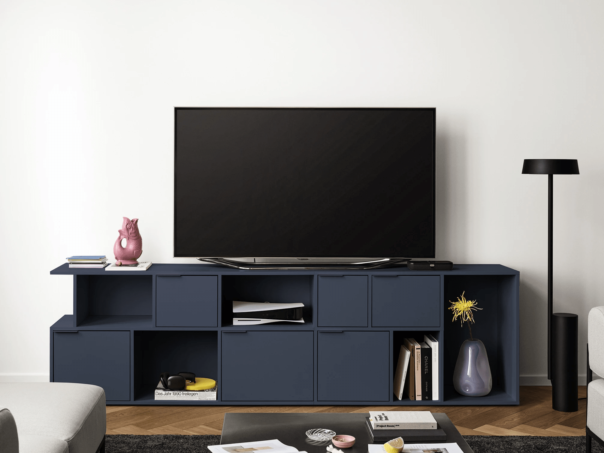 Mueble de Tv en Azul con Cajones 1