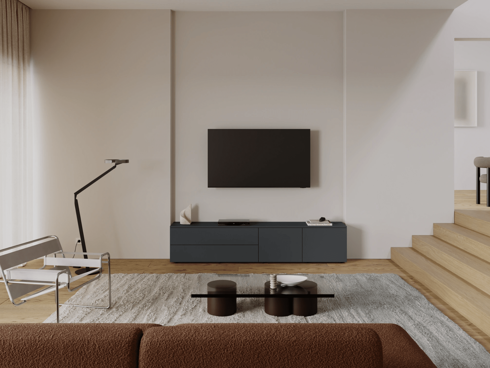 Meuble Tv en Graphite avec Tiroirs Externes 1