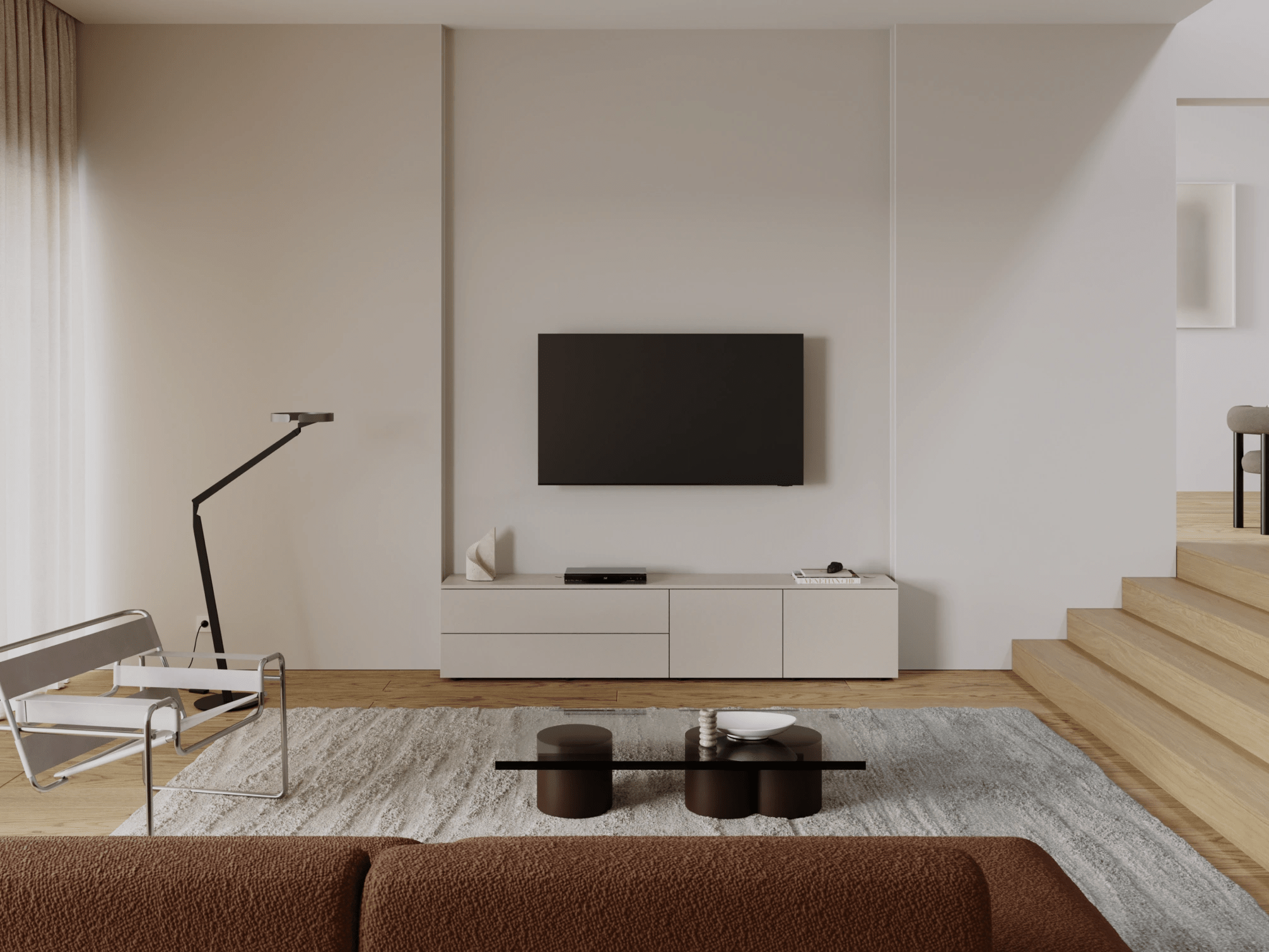 Mueble de Tv en Beige con Cajones Exteriores 1