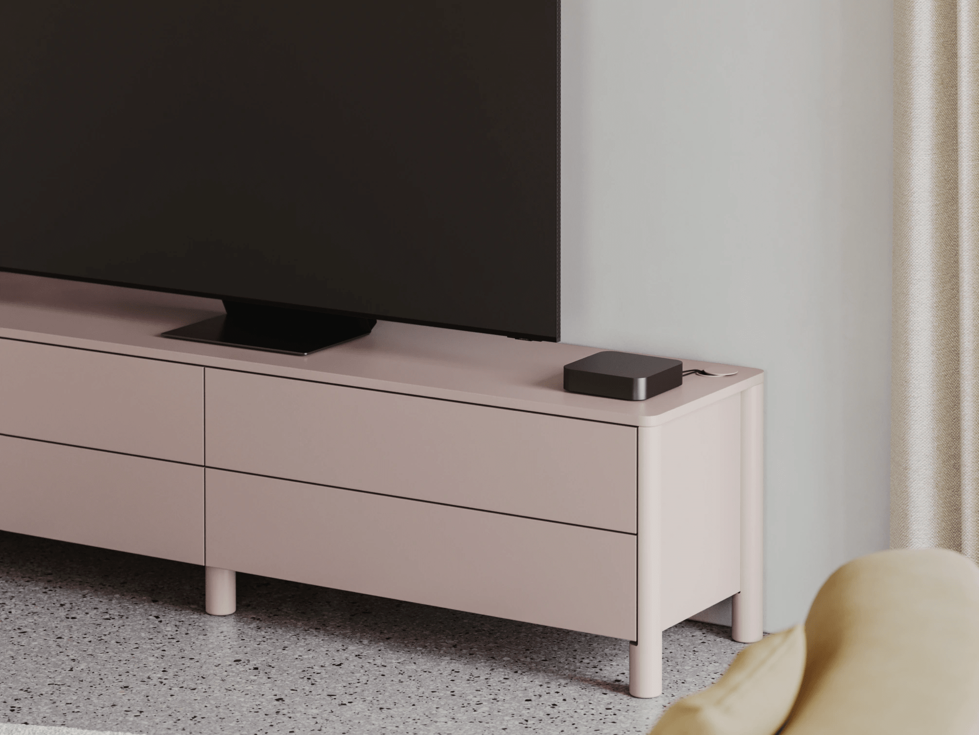 Tv Stand in Pink with External Drawers 3