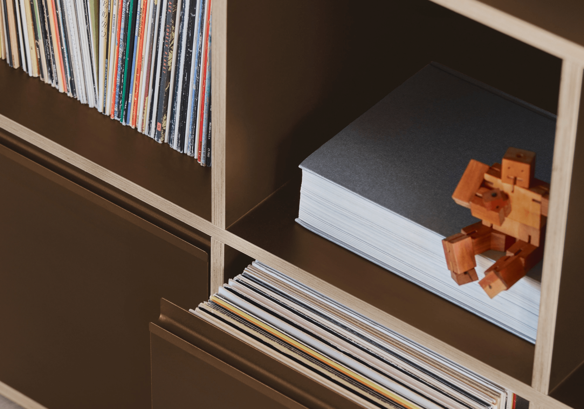 Vinyl Storage in Brown with Doors and Drawers 3