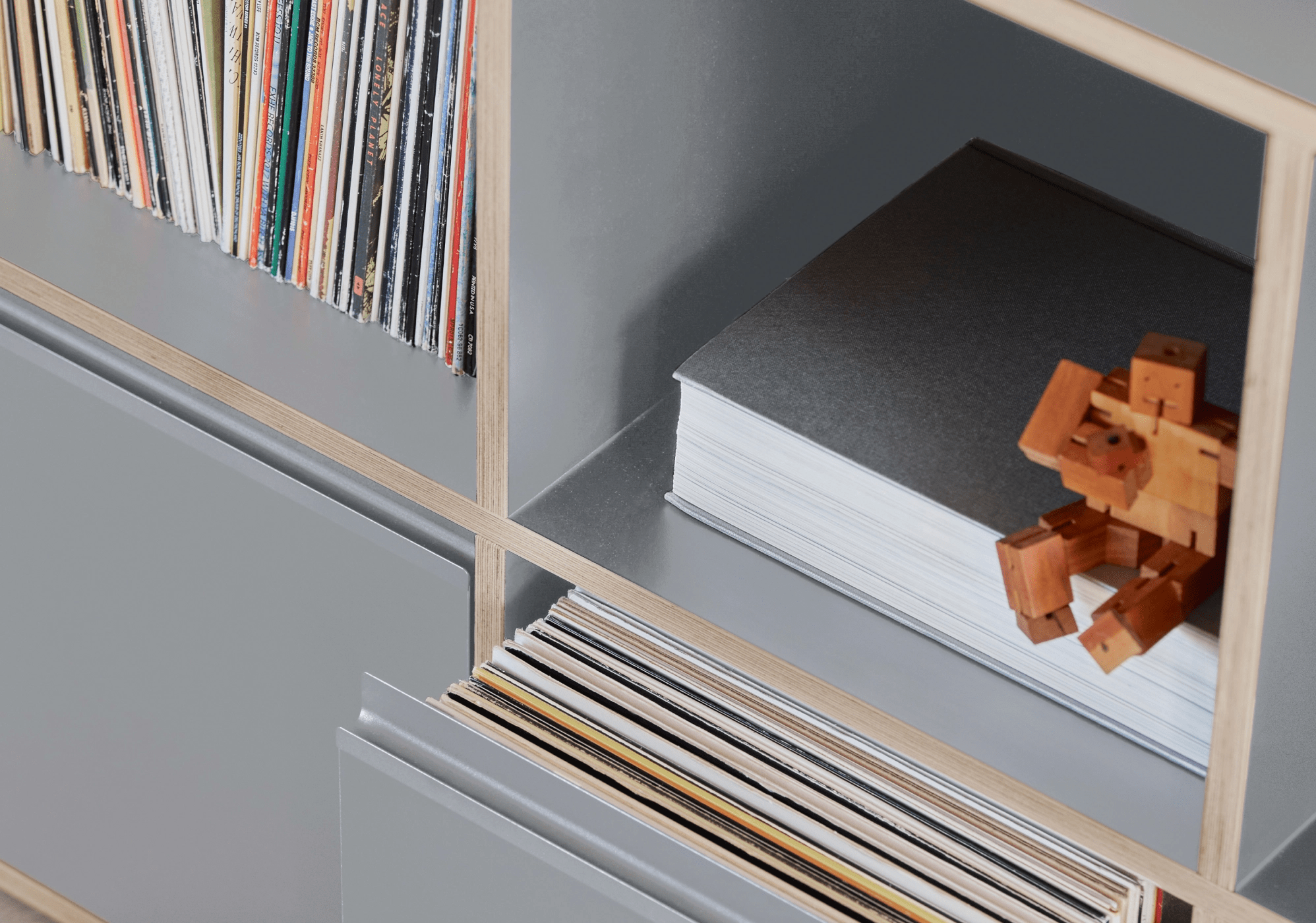 Vinyl Storage in Grey with Doors and Drawers 3