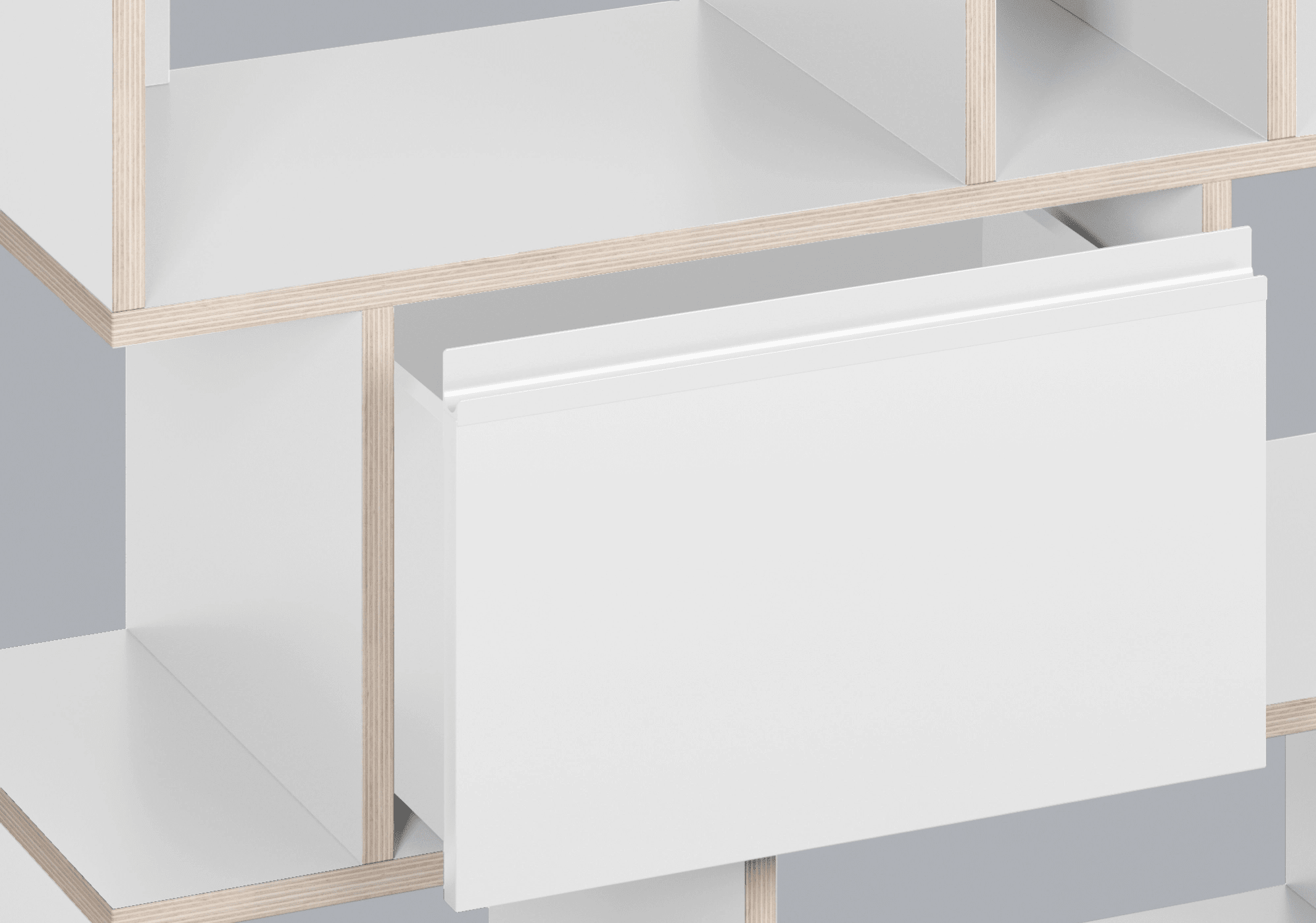 Schallplattenregal in Weiß mit Türen und Schubladen 8