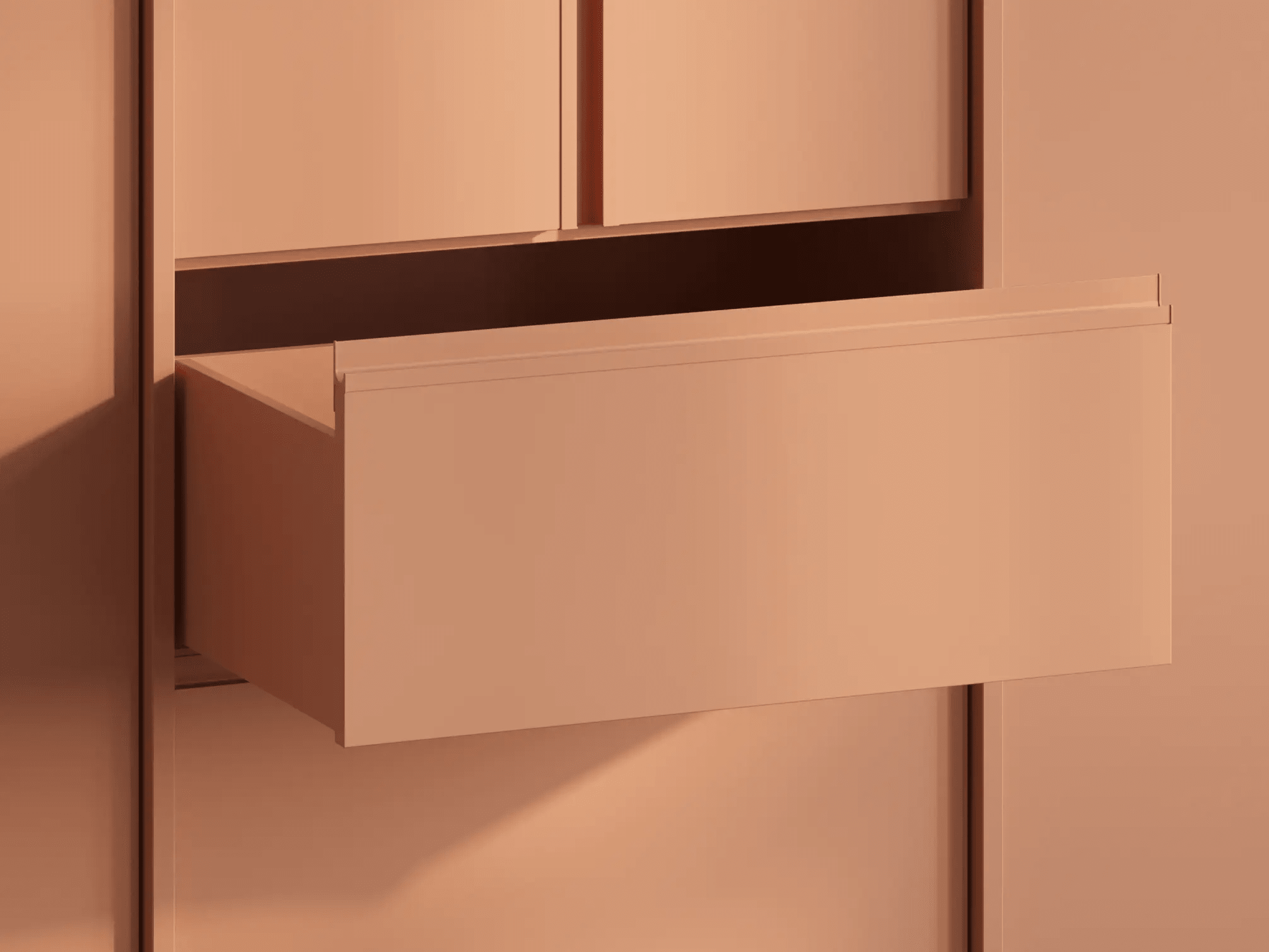 Wall Storage in Brown with External Drawers 5