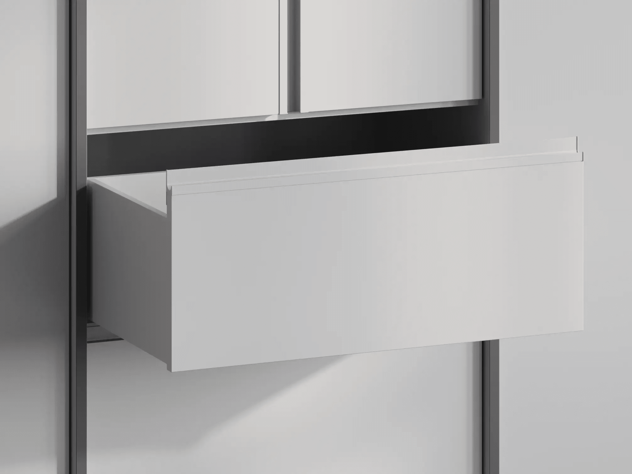 Wall Storage in Grey with Internal and External Drawers 5