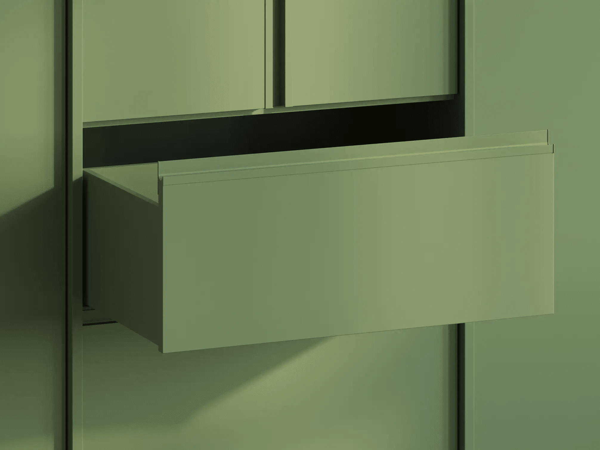 Wall Storage in Green with Rail 5