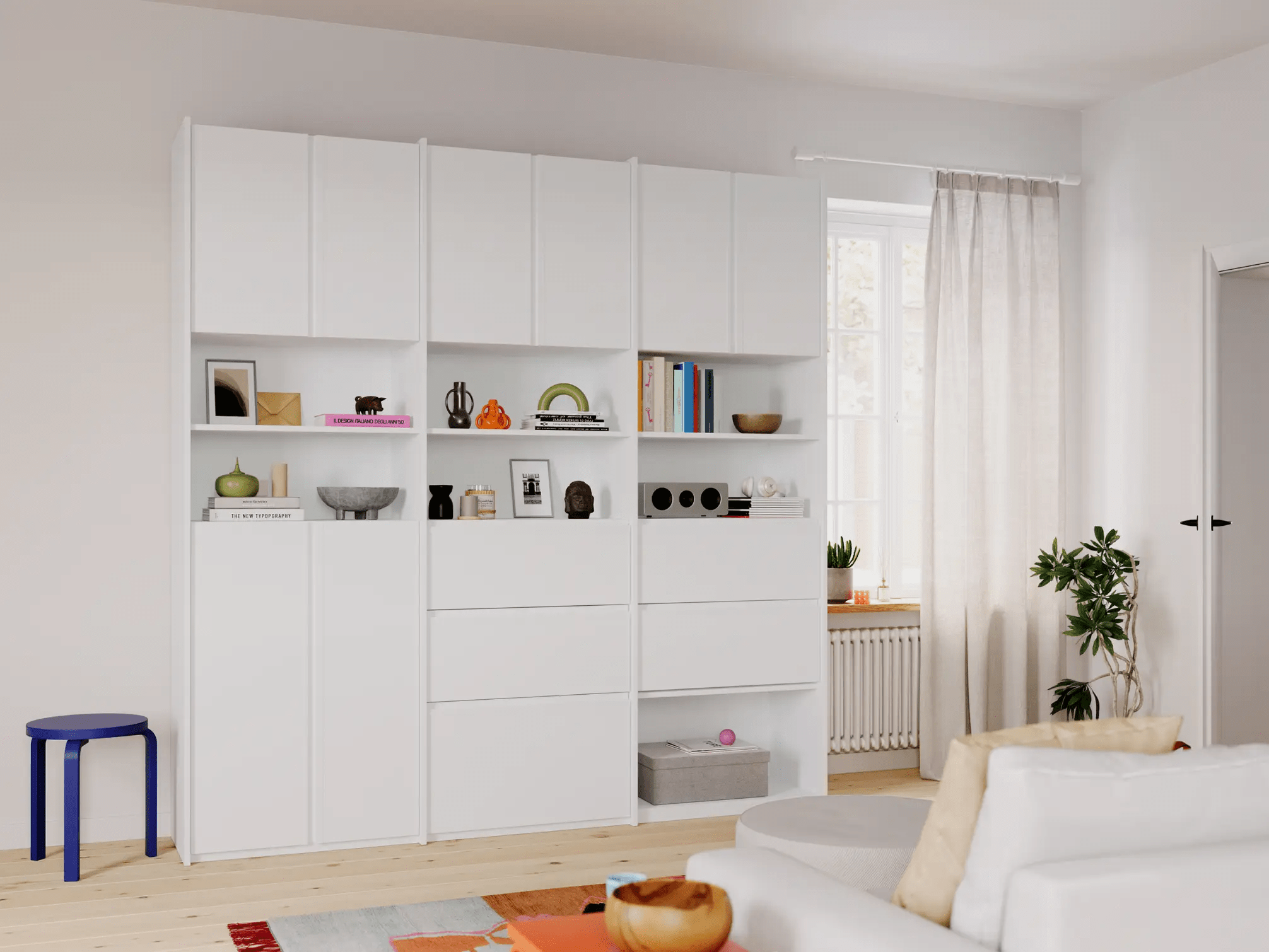 Wall Storage in White with Rail 1