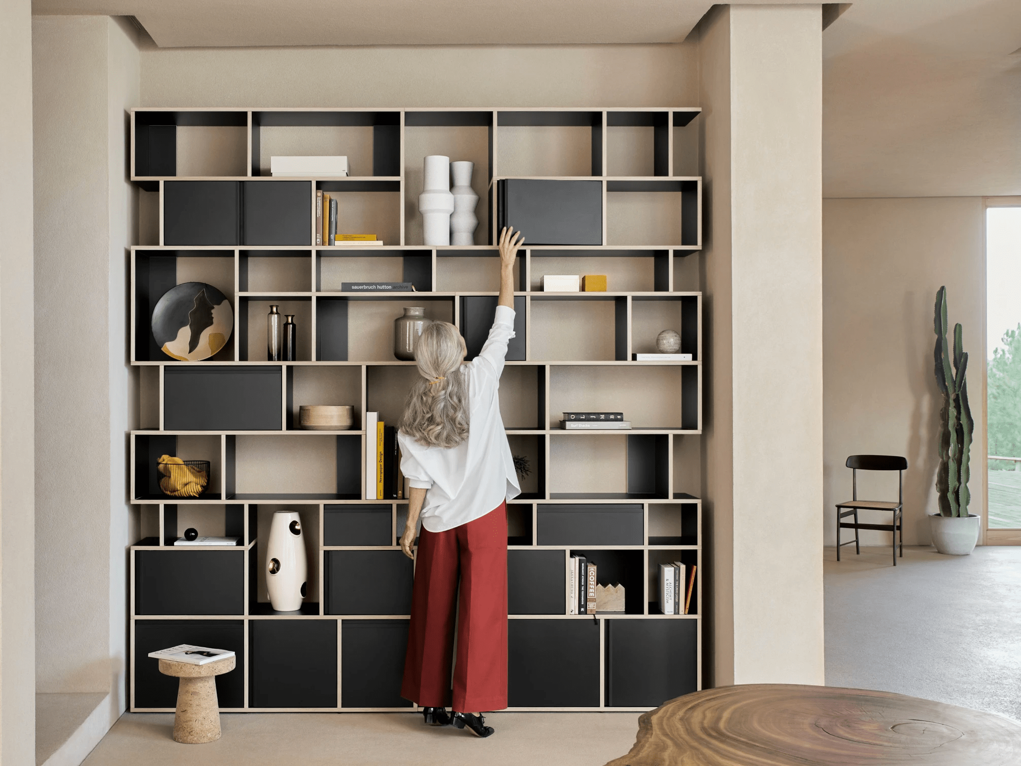 Wall Storage in Black with Doors 1