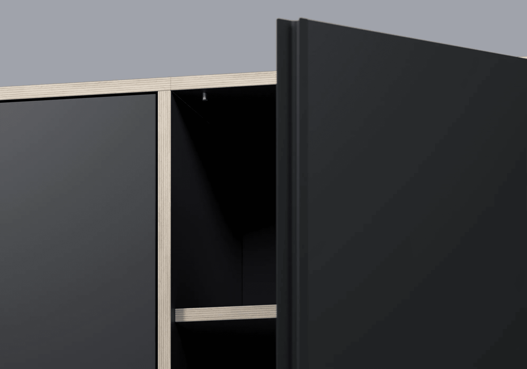 Wall Storage in Black with Doors 6