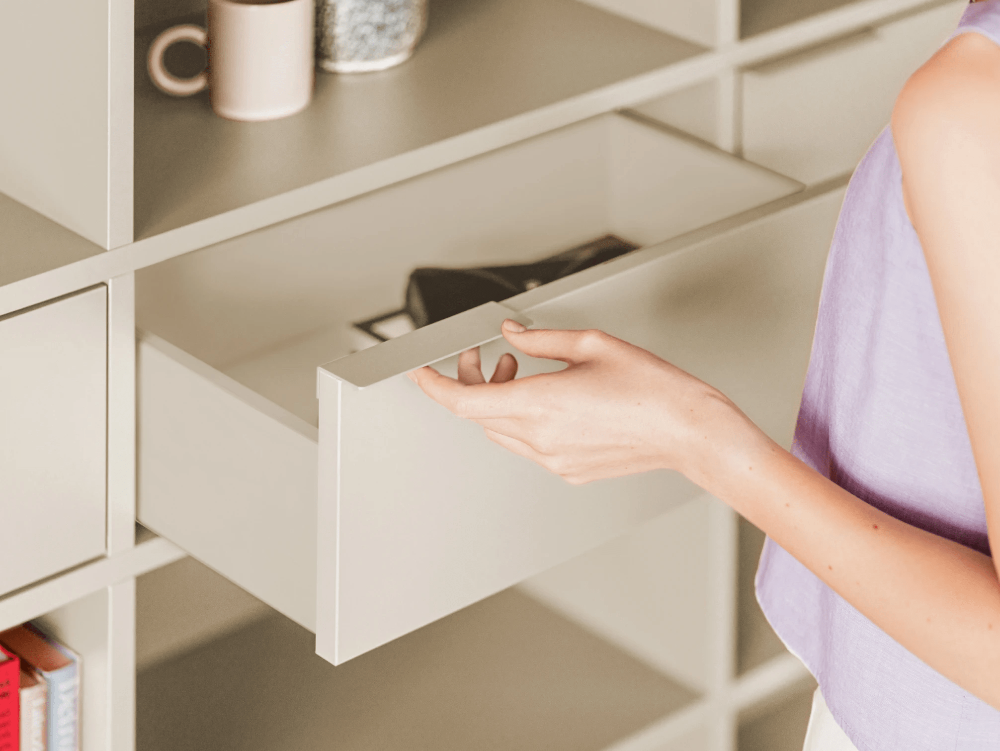 Wall Storage in Beige with Drawers 3