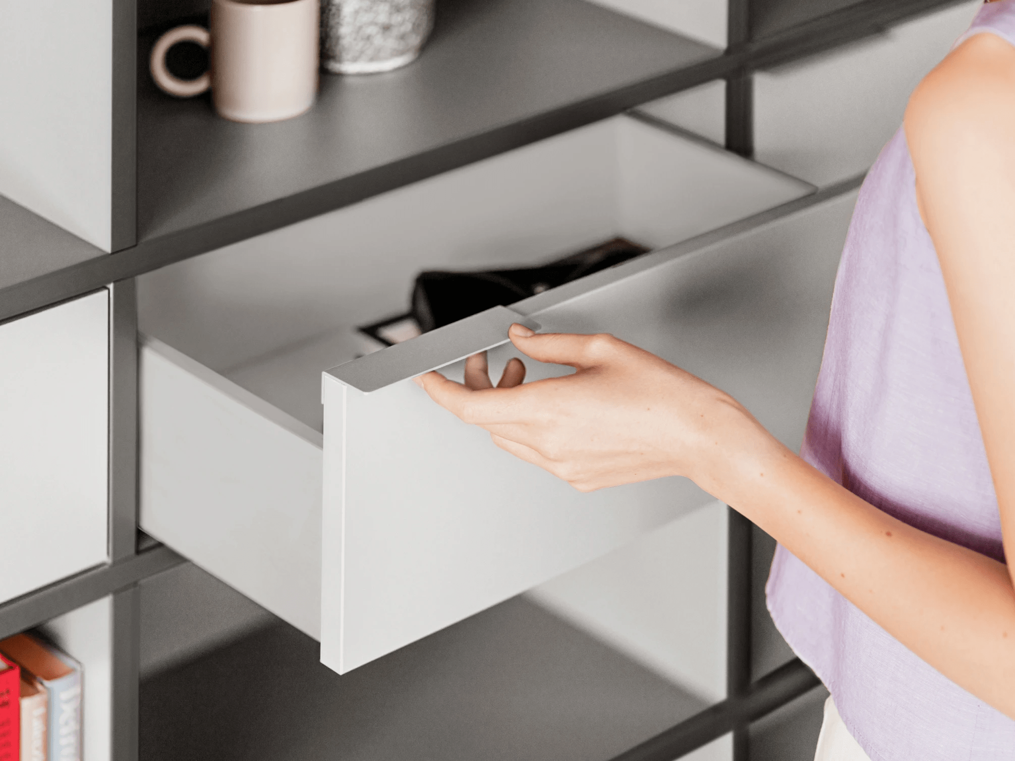 Wall Storage in Grey with Doors and Backpanels 3