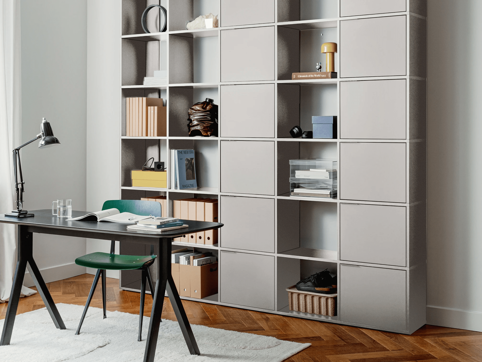 Wall Storage in Grey with Doors and Drawers 2