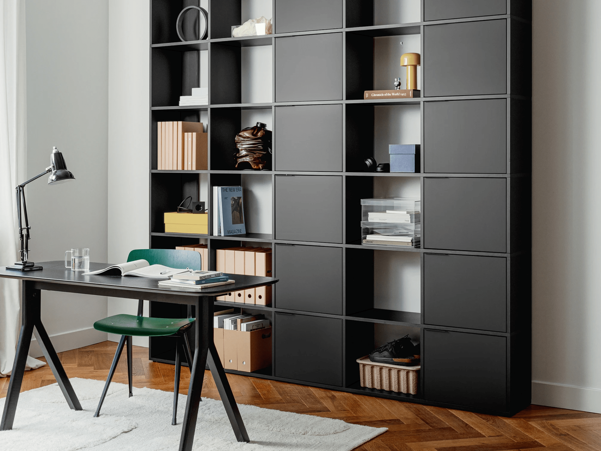 Wall Storage in Black with Doors 2