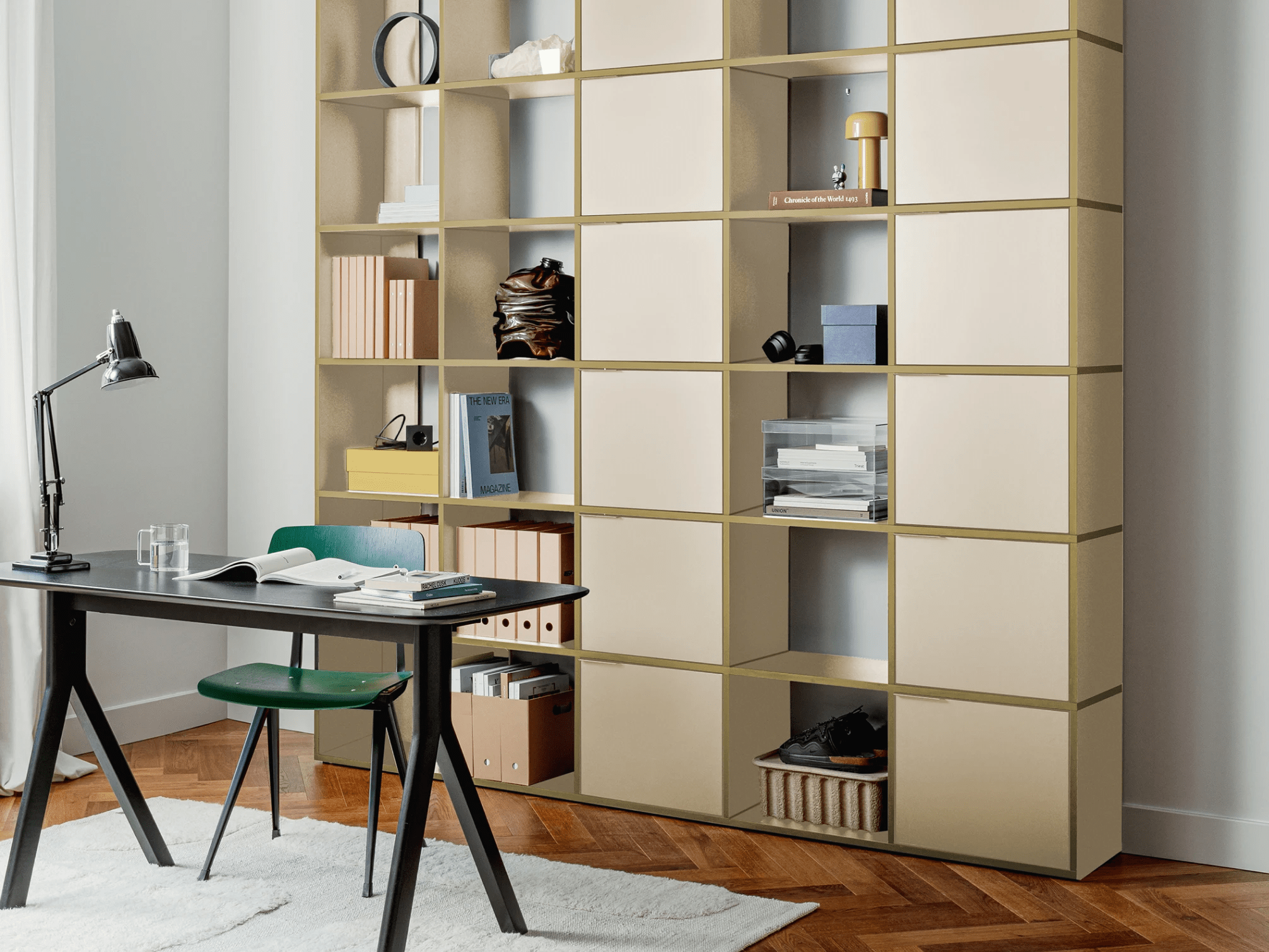 Wall Storage in Sand and Yellow with Doors and Drawers 2