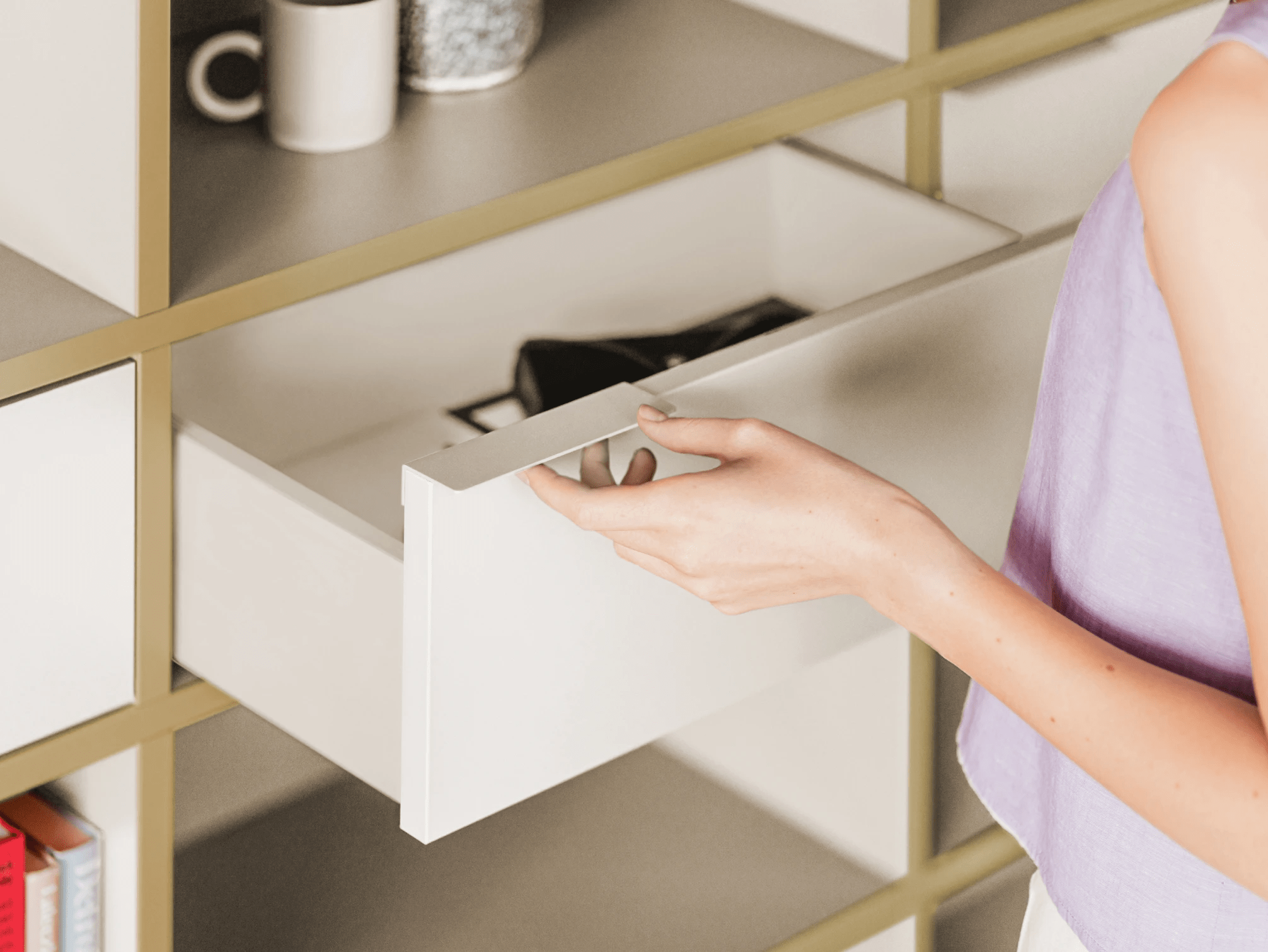 Wall Storage in Sand and Yellow with Drawers 3