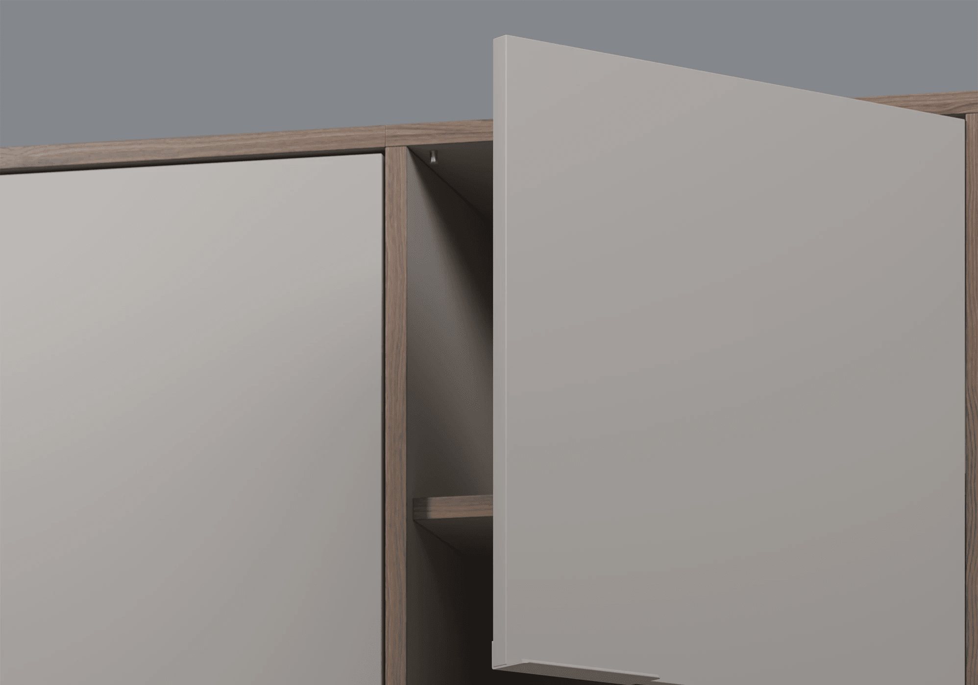 Wall Storage in Stone Grey and Walnut with Extra Upper and Lower Storage 8