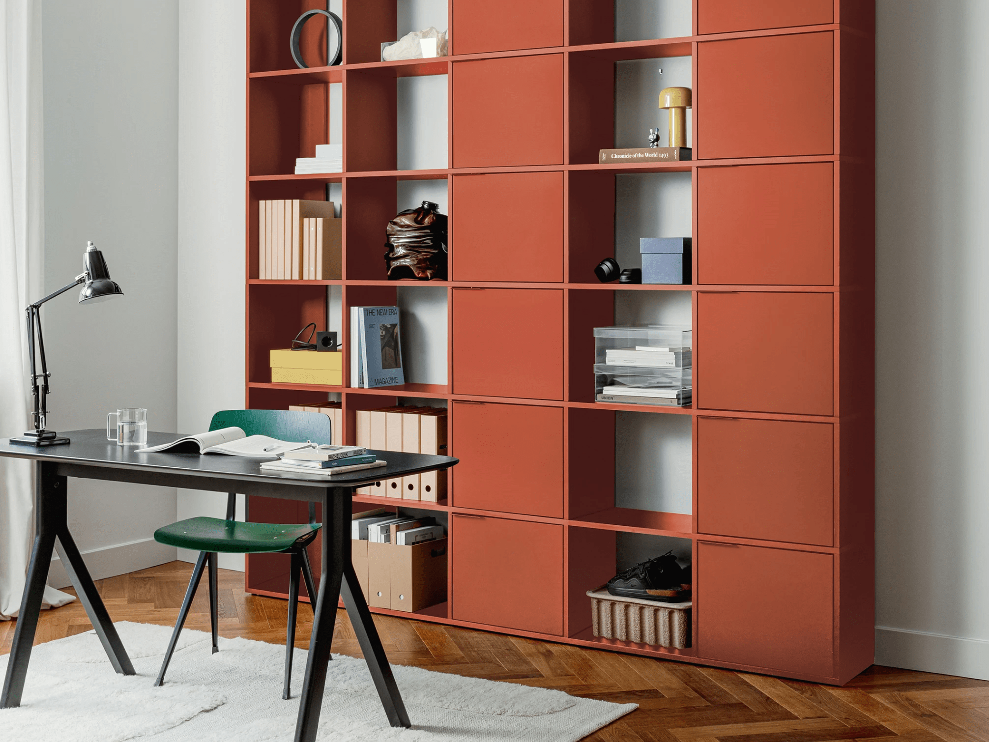 Wall Storage in Terracota with Doors and Drawers 2