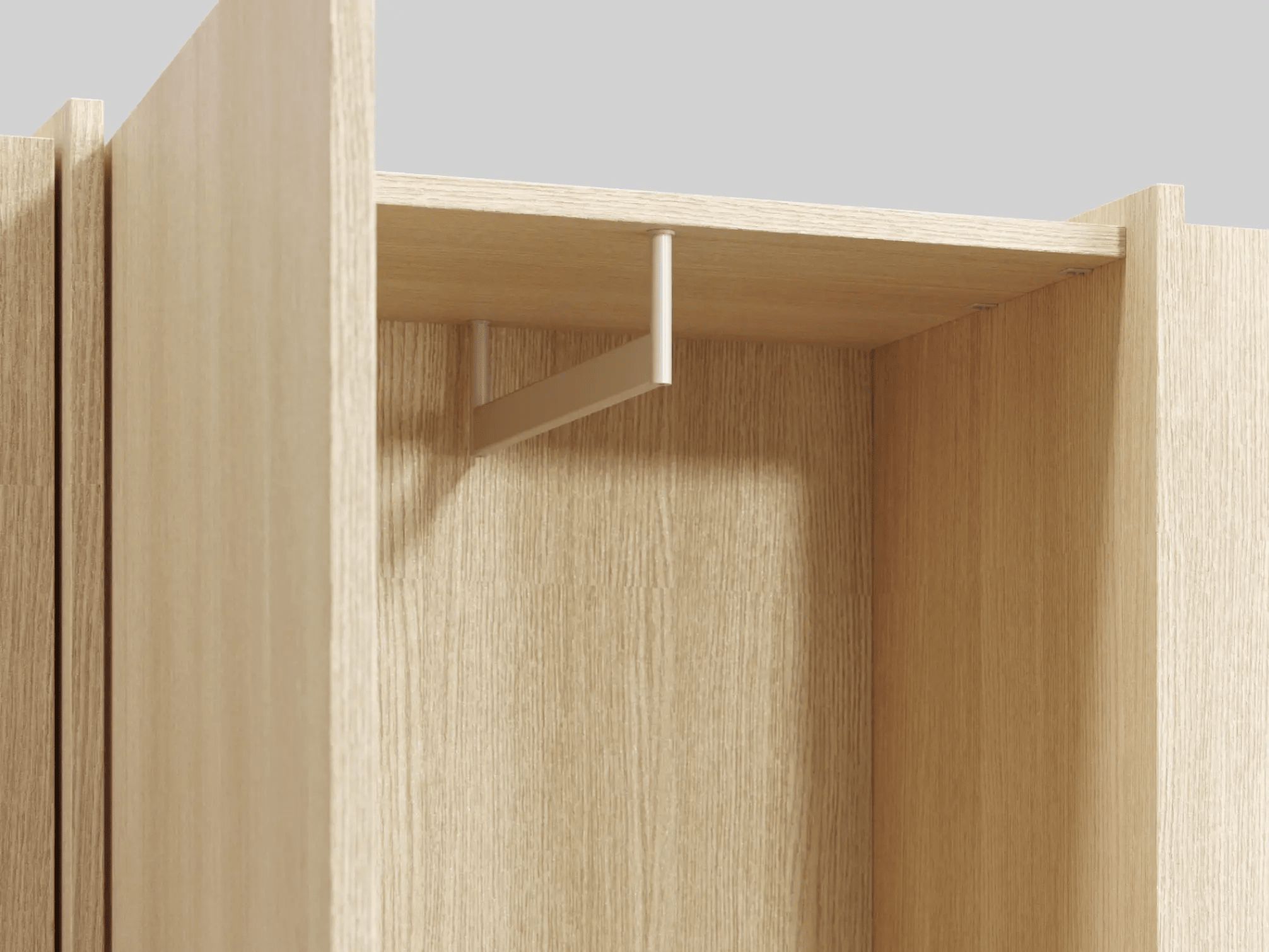 Garderobeskab i Light Wood Effect med Indvendige Skuffer og Skinne 4