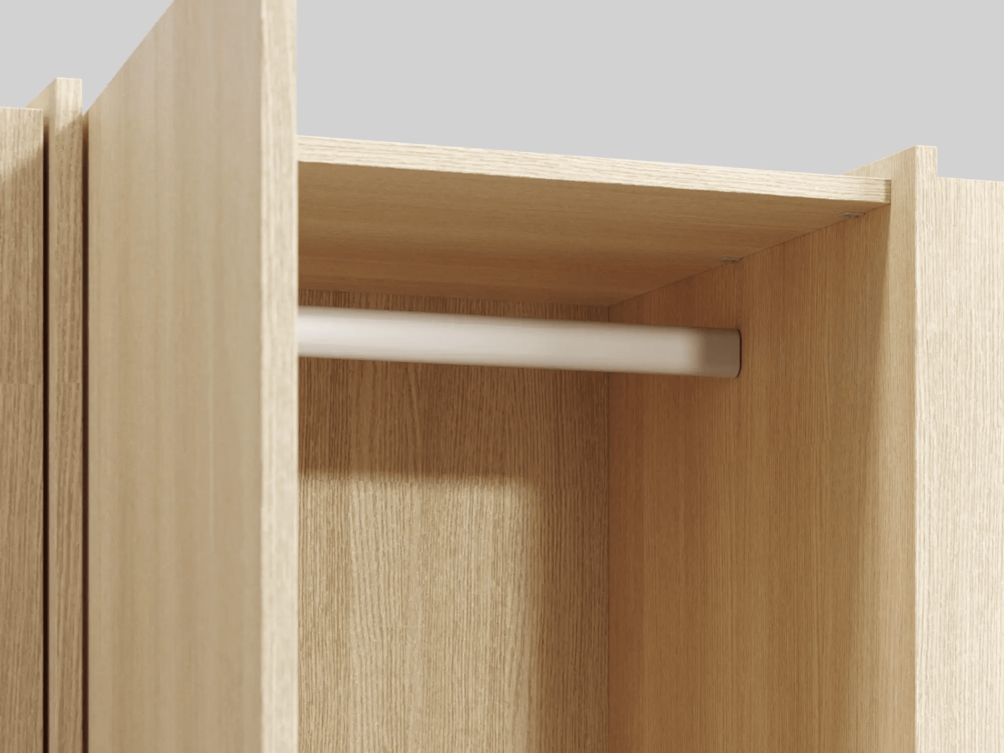 Garderobeskab i Light Wood Effect med Indvendige Skuffer og Skinne 7