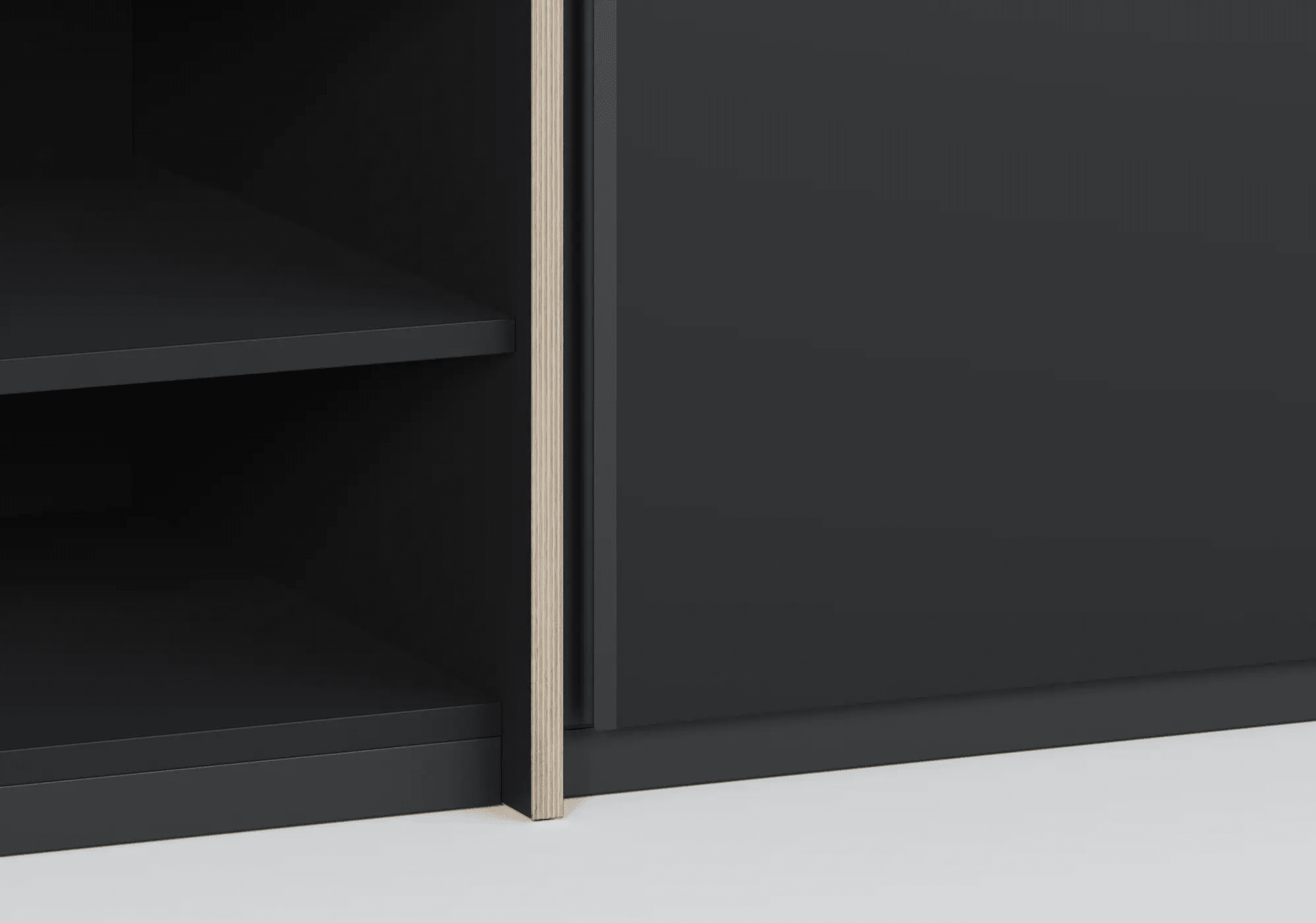 Hög Smal Svart Plywood 2 dörr Garderob med Invändiga Lådor - 140x237x42cm 4