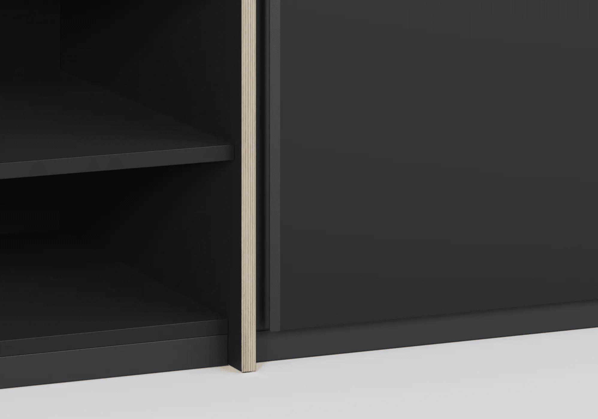 Hoher Breiter Schwarze Multiplex-Platte 4 tür Kleiderschrank mit Innenschubladen und Kleiderstange - 251x237x42cm 4