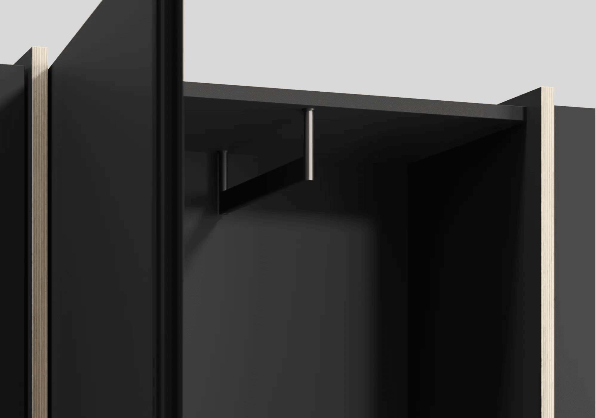 Brede Zwart Multiplex 2 deur Kledingkast met Interne Laden en Kledinghanger - 200x167x42cm 5