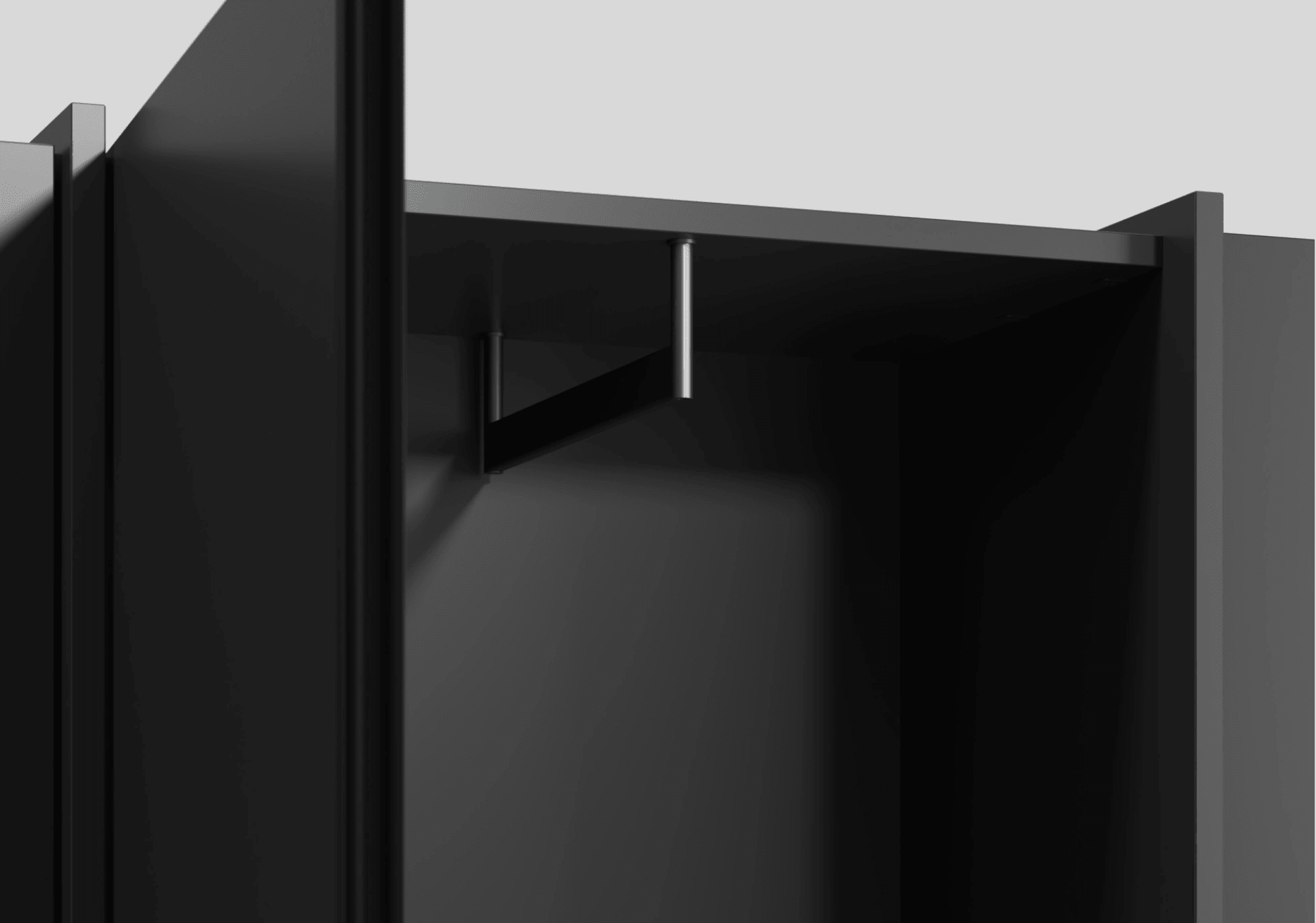 Wysoka Szeroka szafa czarna z szufladami wewnętrznymi oraz drążkiem - 248x237x42cm 5