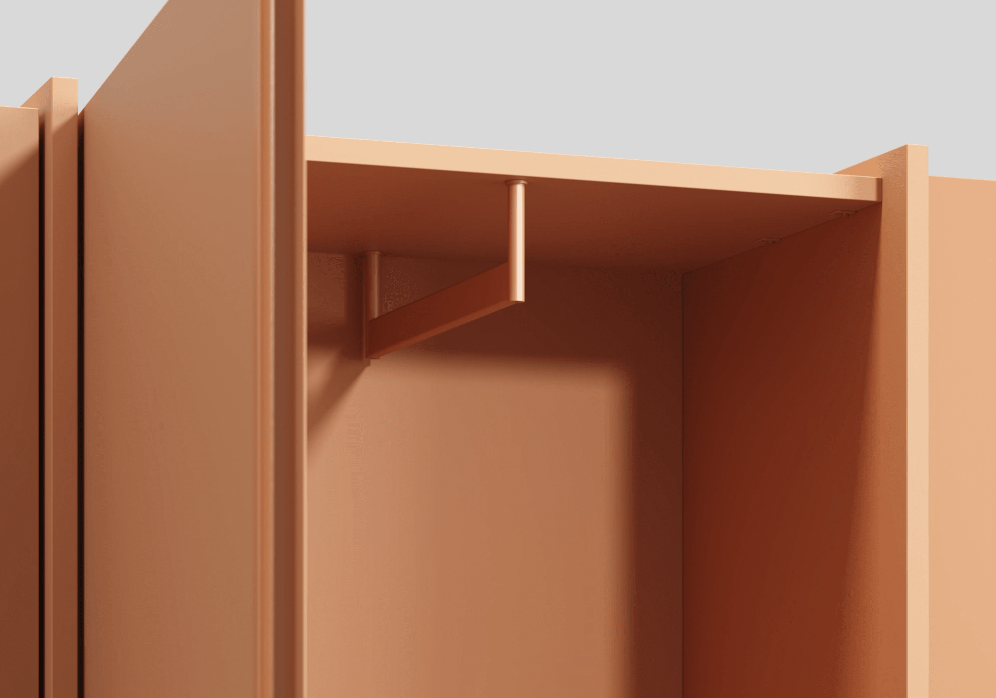 Wysoka Szeroka z 3 drzwiami szafa brązowa z szufladami wewnętrznymi oraz drążkiem - 277x237x42cm 5